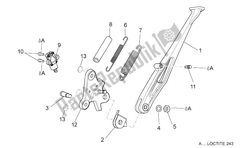 All parts for the Central Stand of the Aprilia Dorsoduro 750 ABS USA 2015