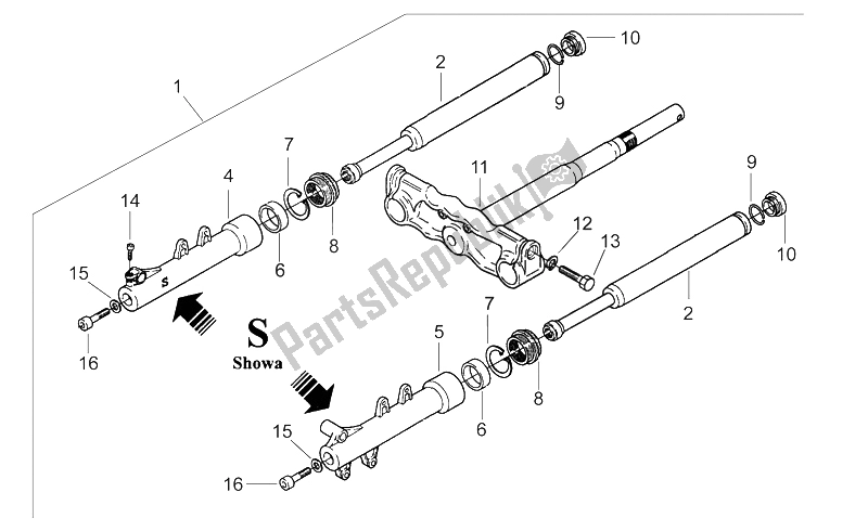 Tutte le parti per il Forcella Anteriore Showa del Aprilia SR Viper 50 H2O 1994