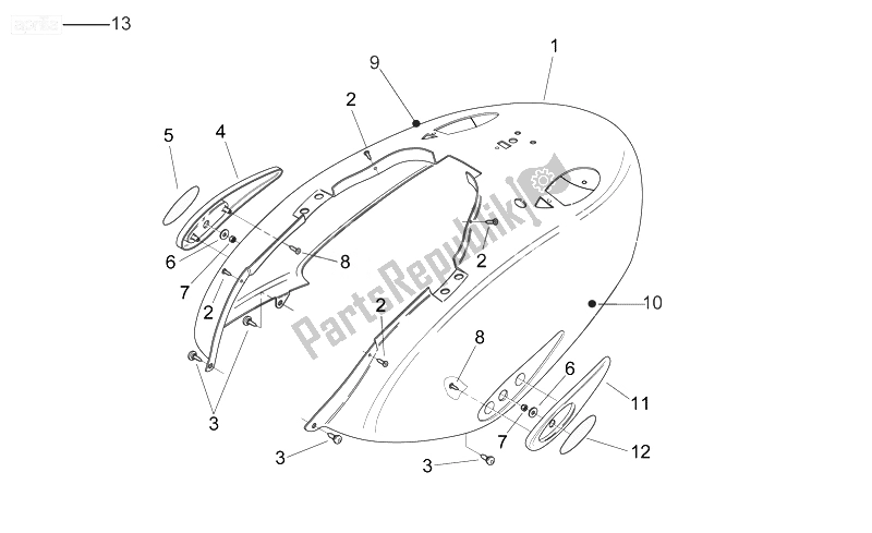 All parts for the Rear Body - Rear Fairing of the Aprilia Mojito 125 E3 2008