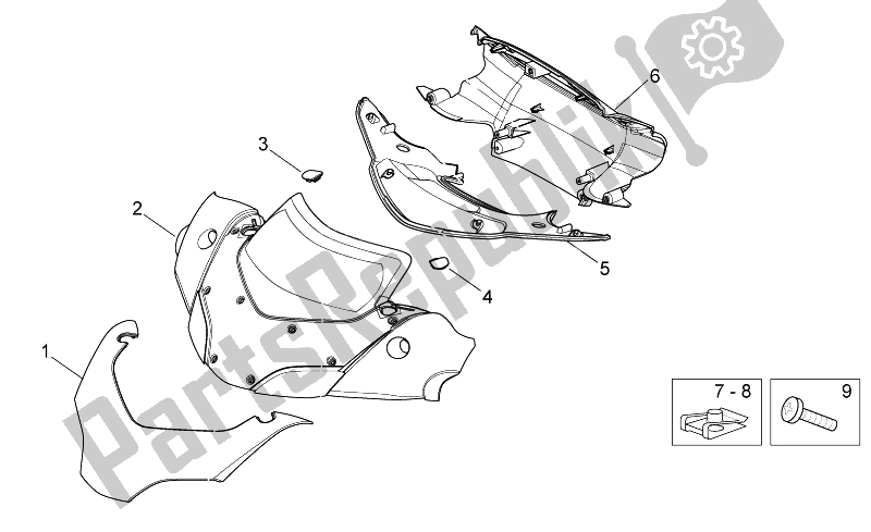 Todas as partes de Corpo Frontal - Carenagem Frontal do Aprilia Sport City Cube 125 200 Carb E3 2008