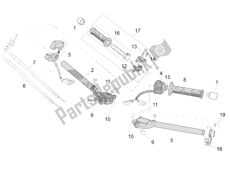 Toutes les pièces pour le Guidon - Commandes du Aprilia RSV4 RR Racer Pack 1000 2015