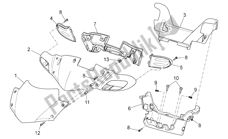 Todas las partes para Cuerpo Delantero I de Aprilia SR 50 IE Carb MY 2010