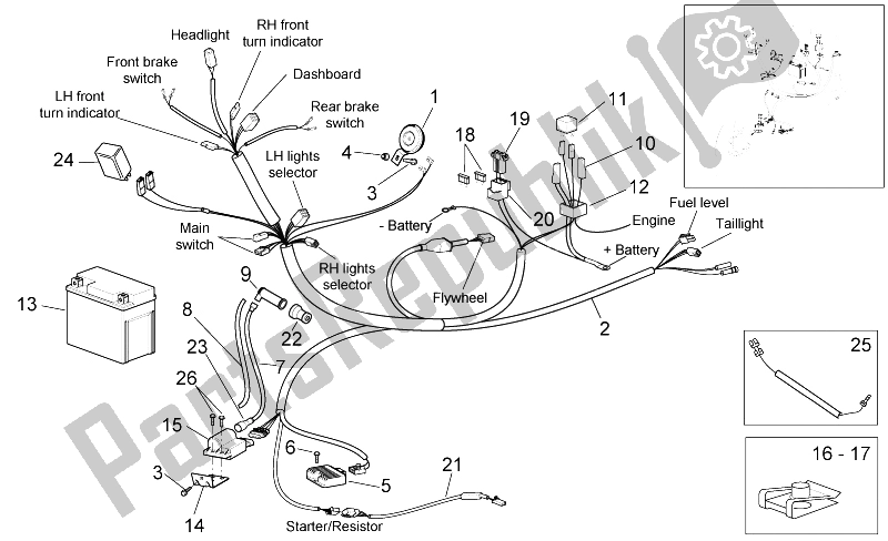 All parts for the Electrical System of the Aprilia Scarabeo 50 4T 2V E2 2006