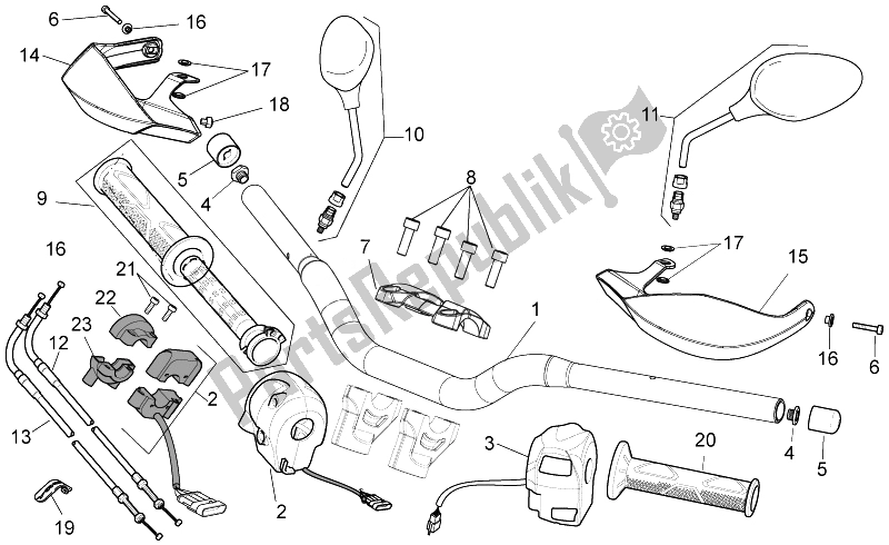 All parts for the Handlebar - Controls of the Aprilia Dorsoduro 750 ABS 2008