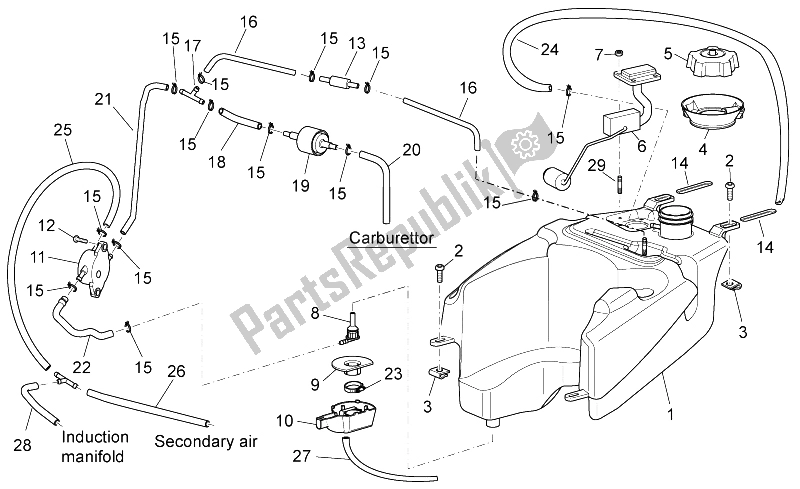 Toutes les pièces pour le Réservoir D'essence du Aprilia Scarabeo 125 200 Light Carb 2007