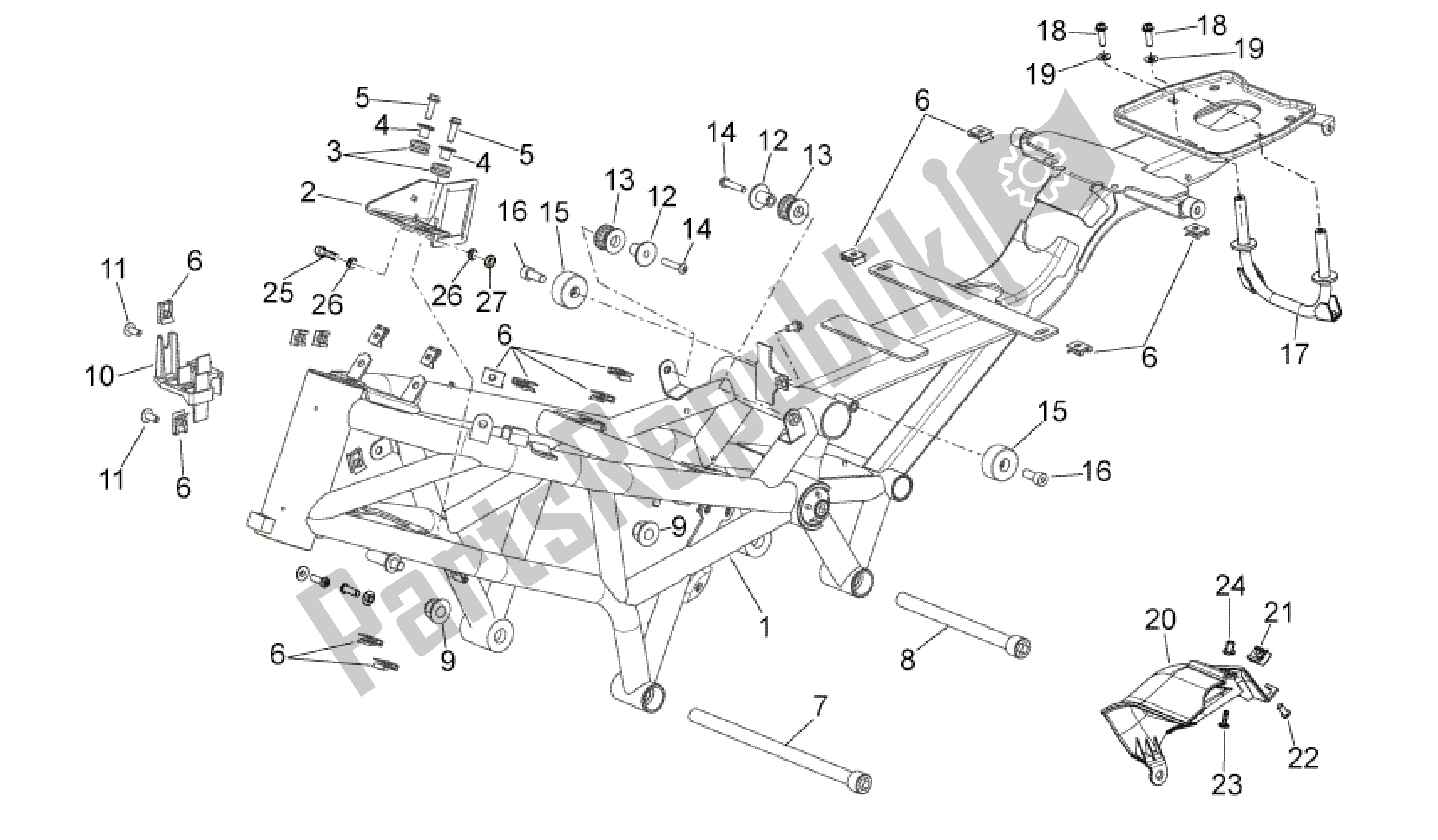 All parts for the Frame of the Aprilia Mana 850 2007 - 2011