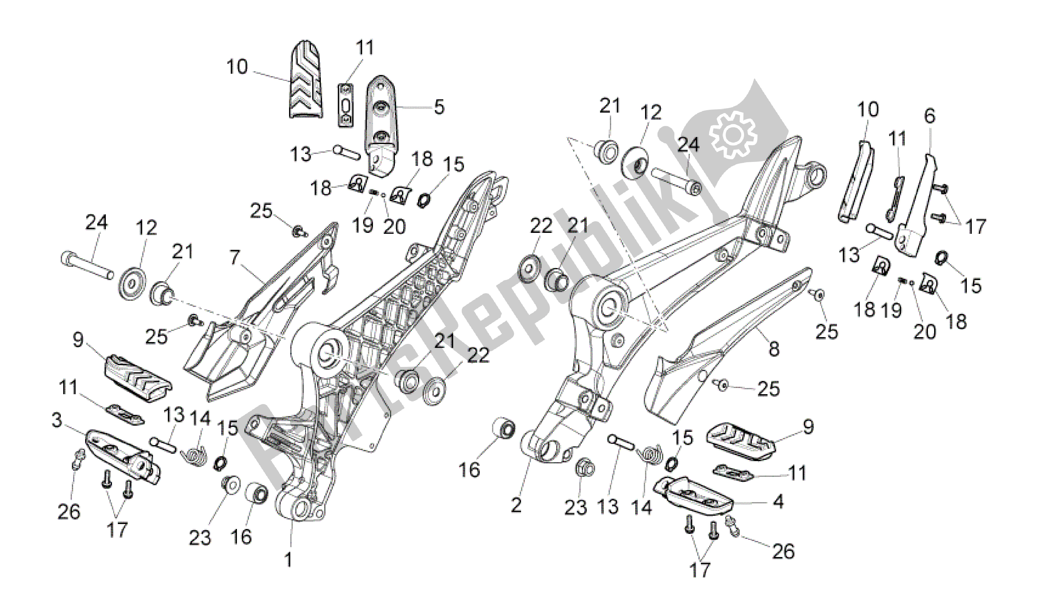 Todas las partes para Reposapiés de Aprilia Mana 850 2007 - 2011