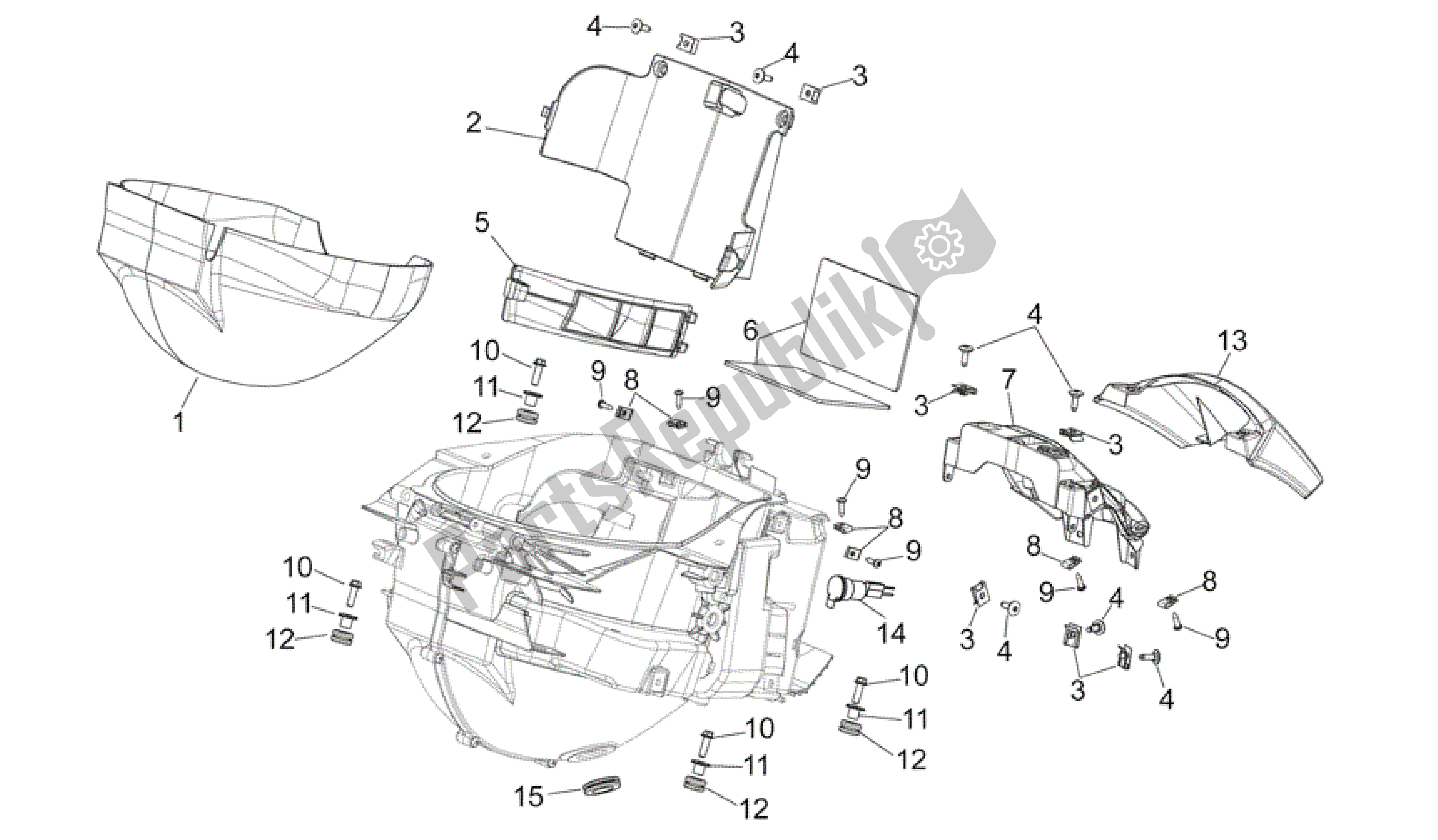 Toutes les pièces pour le Corps Central Ii du Aprilia Mana 850 2007 - 2011