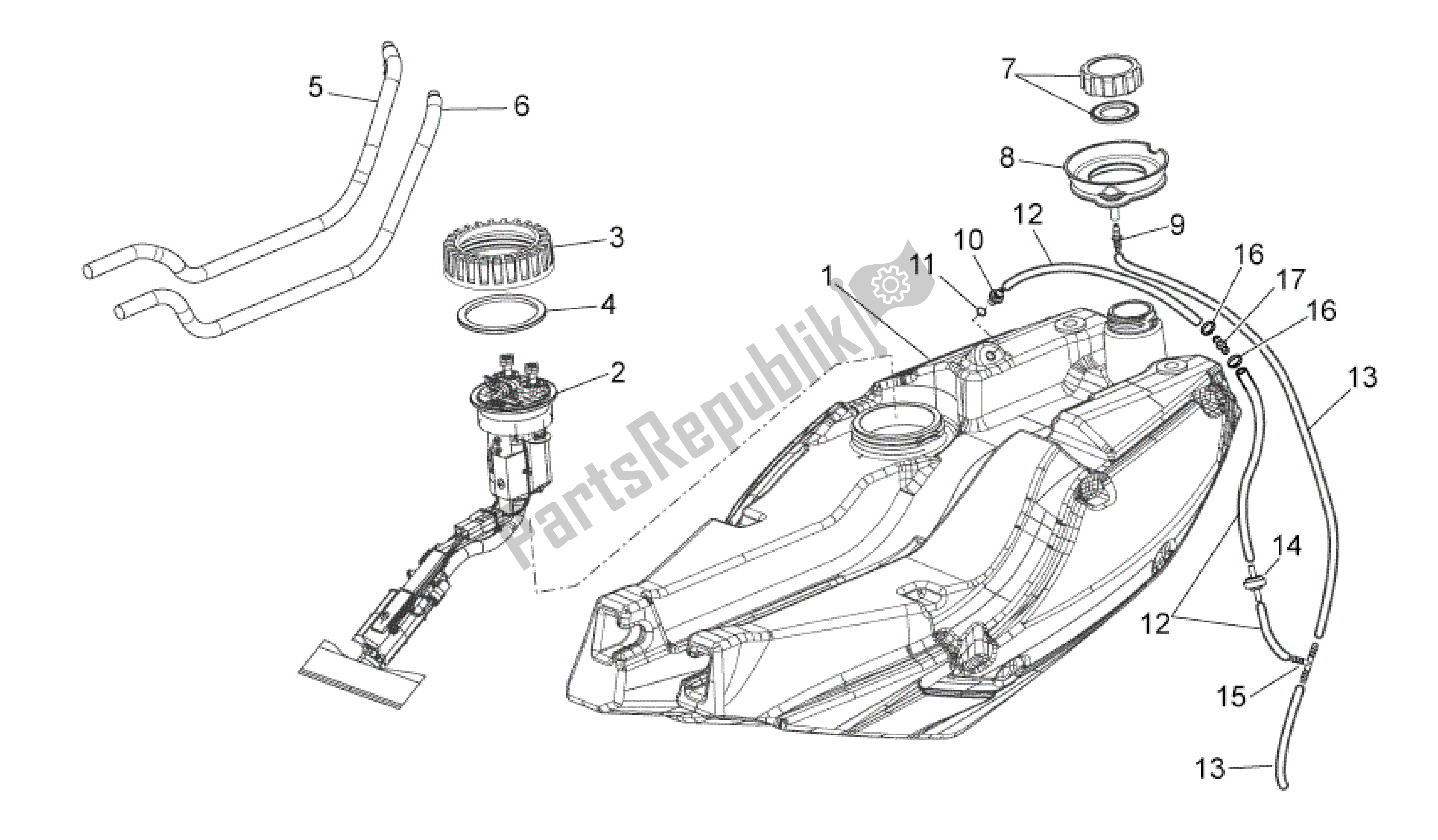 Alle Teile für das Treibstofftank des Aprilia Mana 850 2007 - 2011