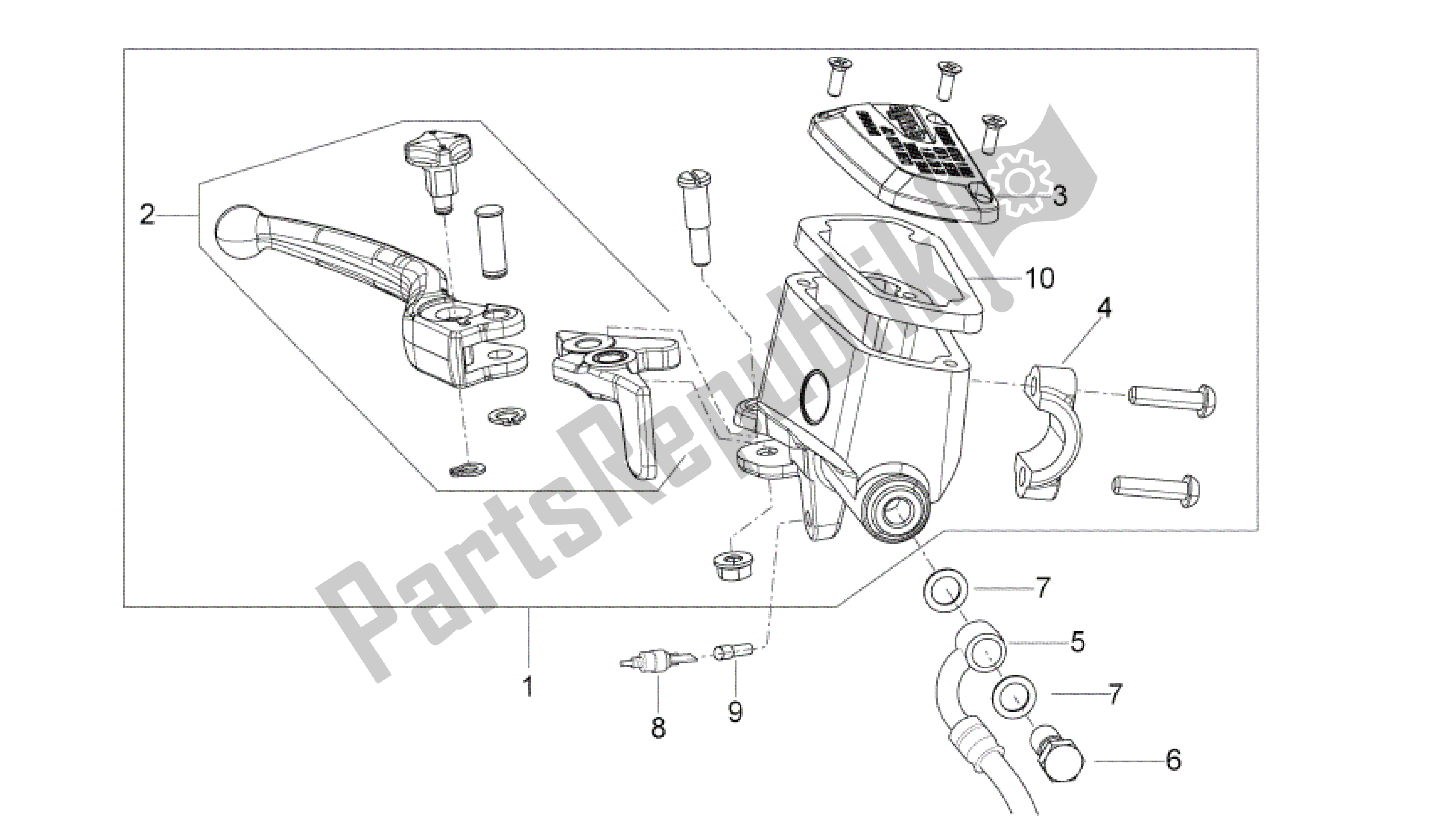 All parts for the Front Master Cilinder of the Aprilia Mana 850 2007 - 2011