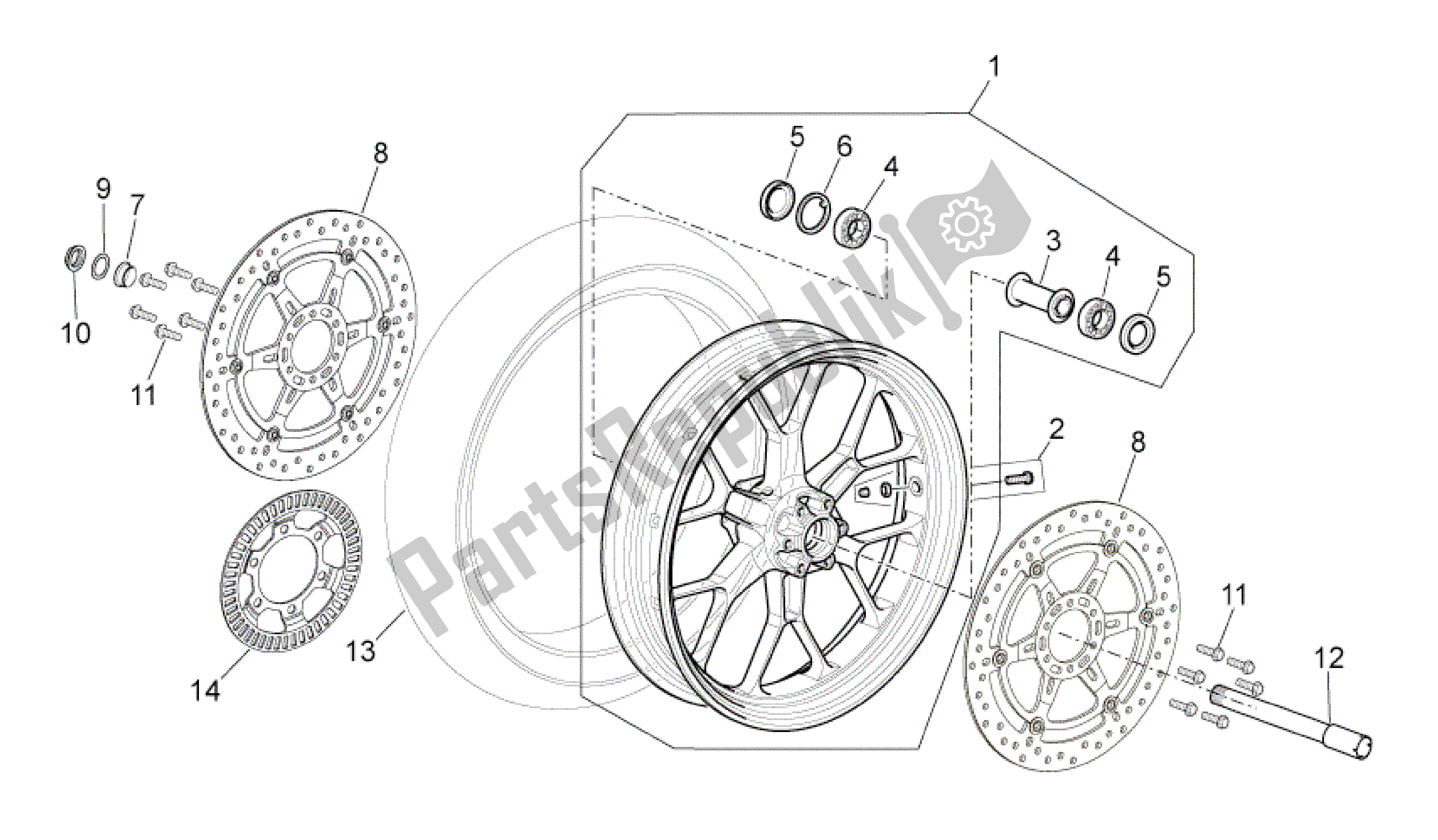 Toutes les pièces pour le Roue Avant du Aprilia Mana 850 2007 - 2011