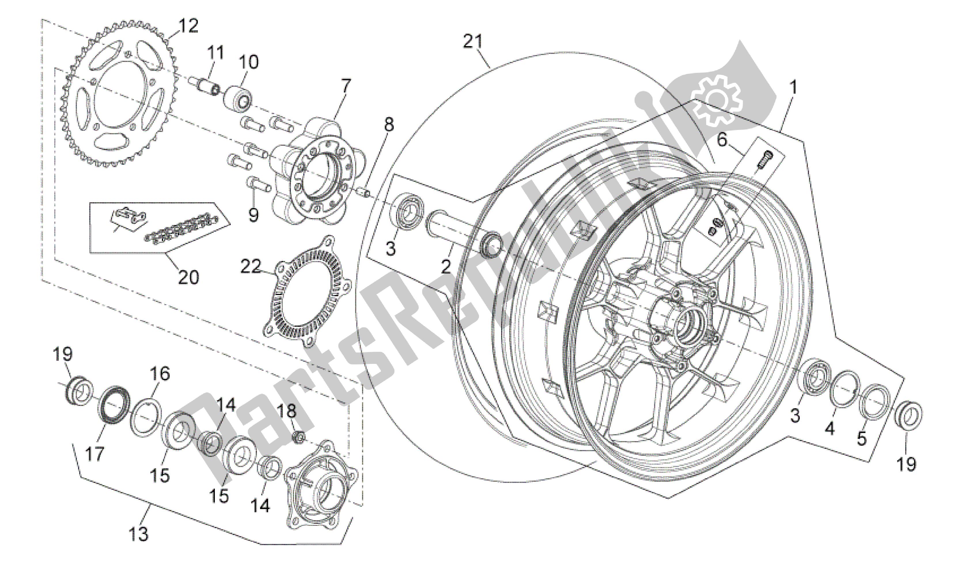 Todas las partes para Rueda Trasera de Aprilia Mana 850 2007 - 2011