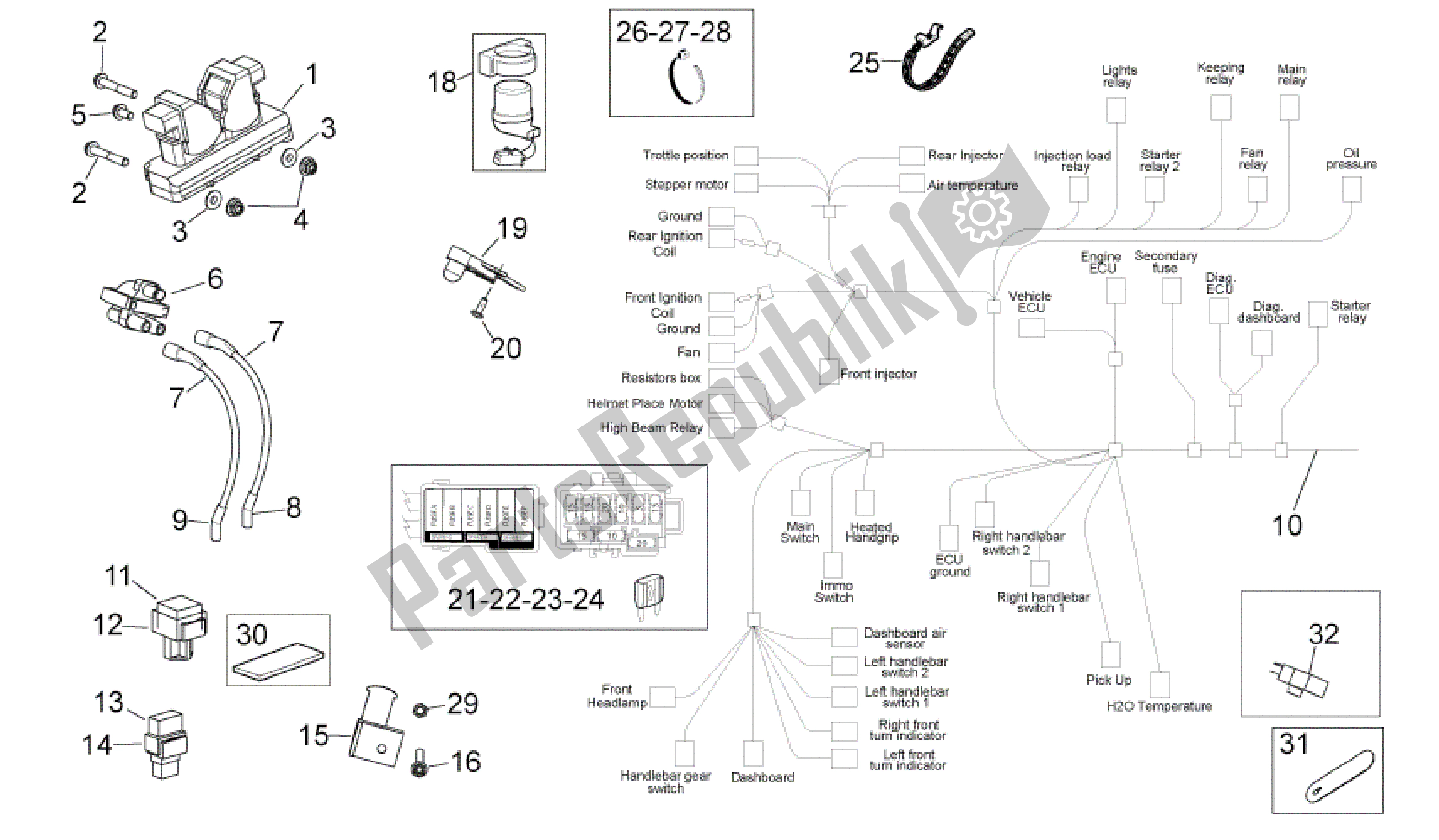 All parts for the Electrical System I of the Aprilia Mana 850 2007 - 2011