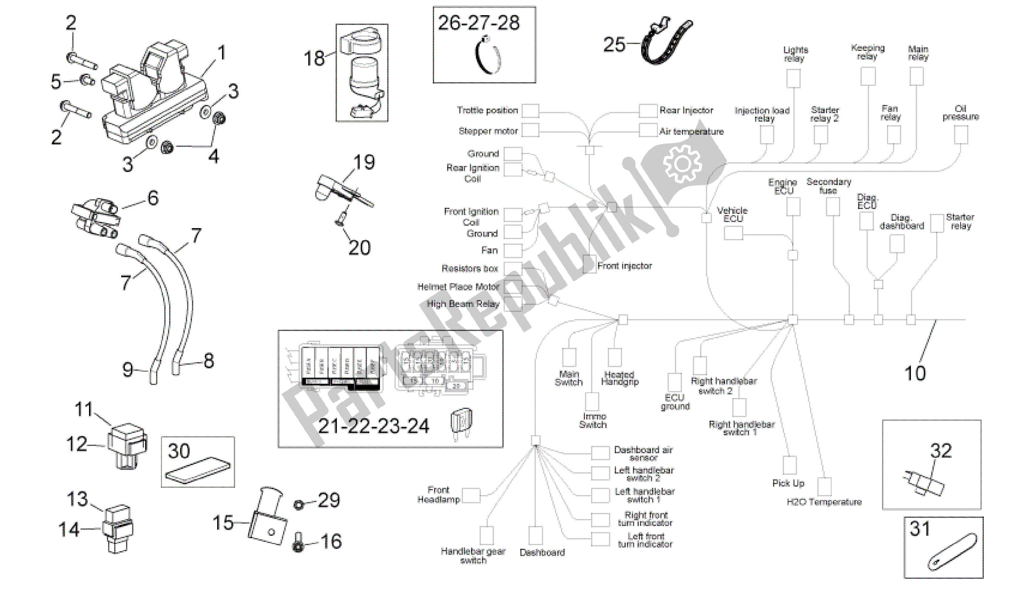 All parts for the Electrical System I of the Aprilia Mana 850 2007 - 2011