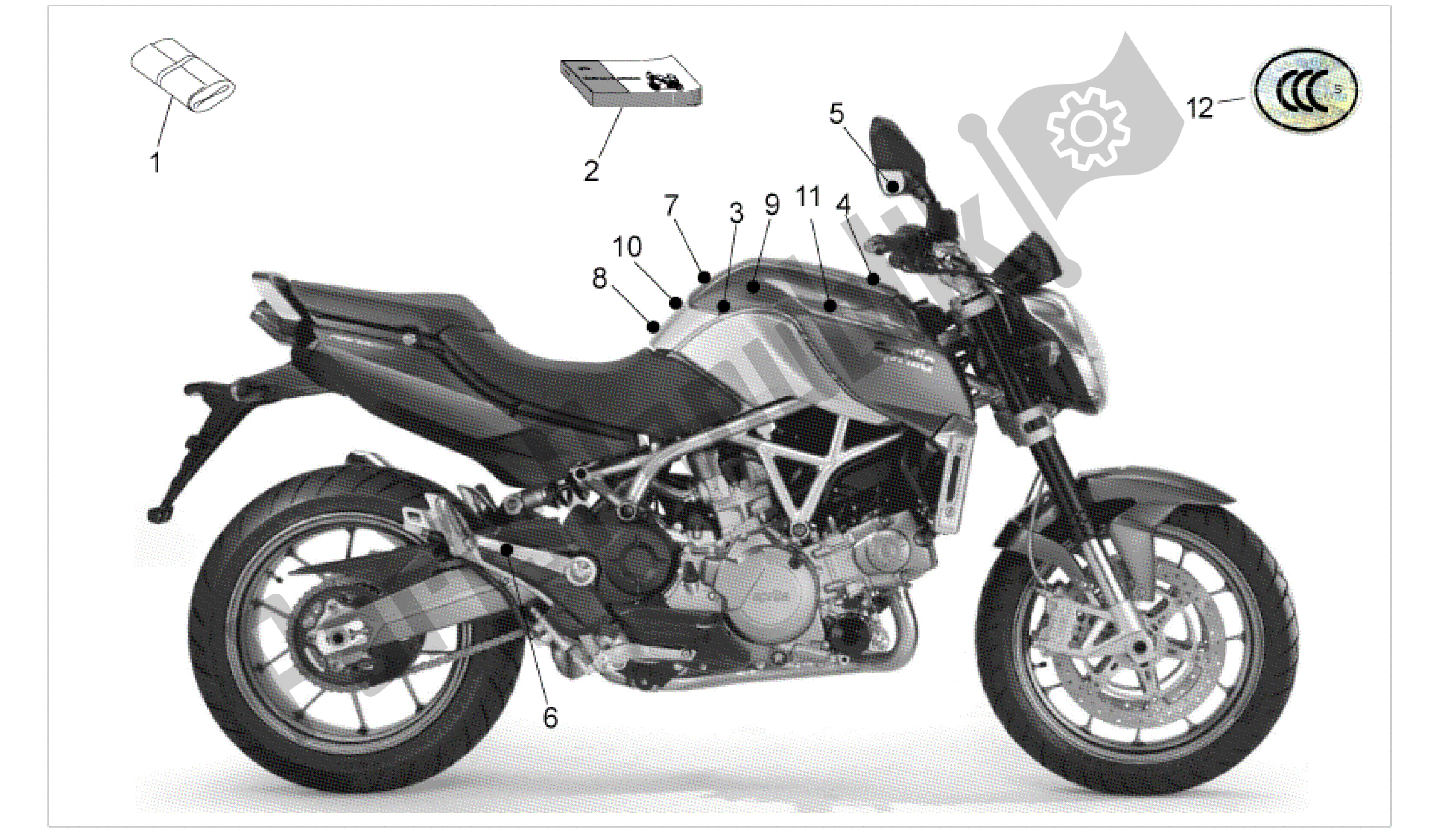 All parts for the Toolkit+handbooks of the Aprilia Mana 850 2007 - 2011