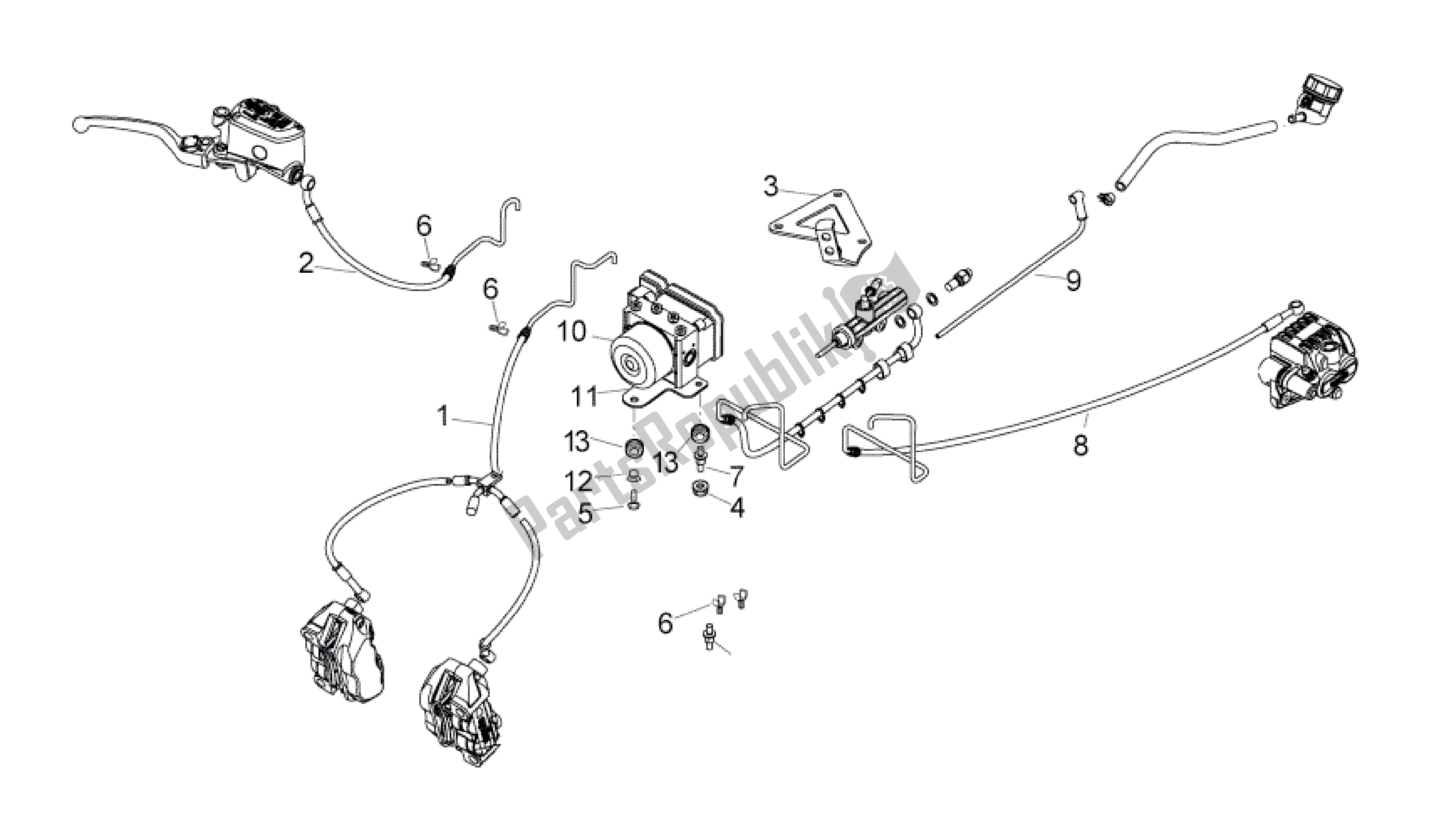 All parts for the Abs Brake System of the Aprilia Mana 850 2007 - 2011