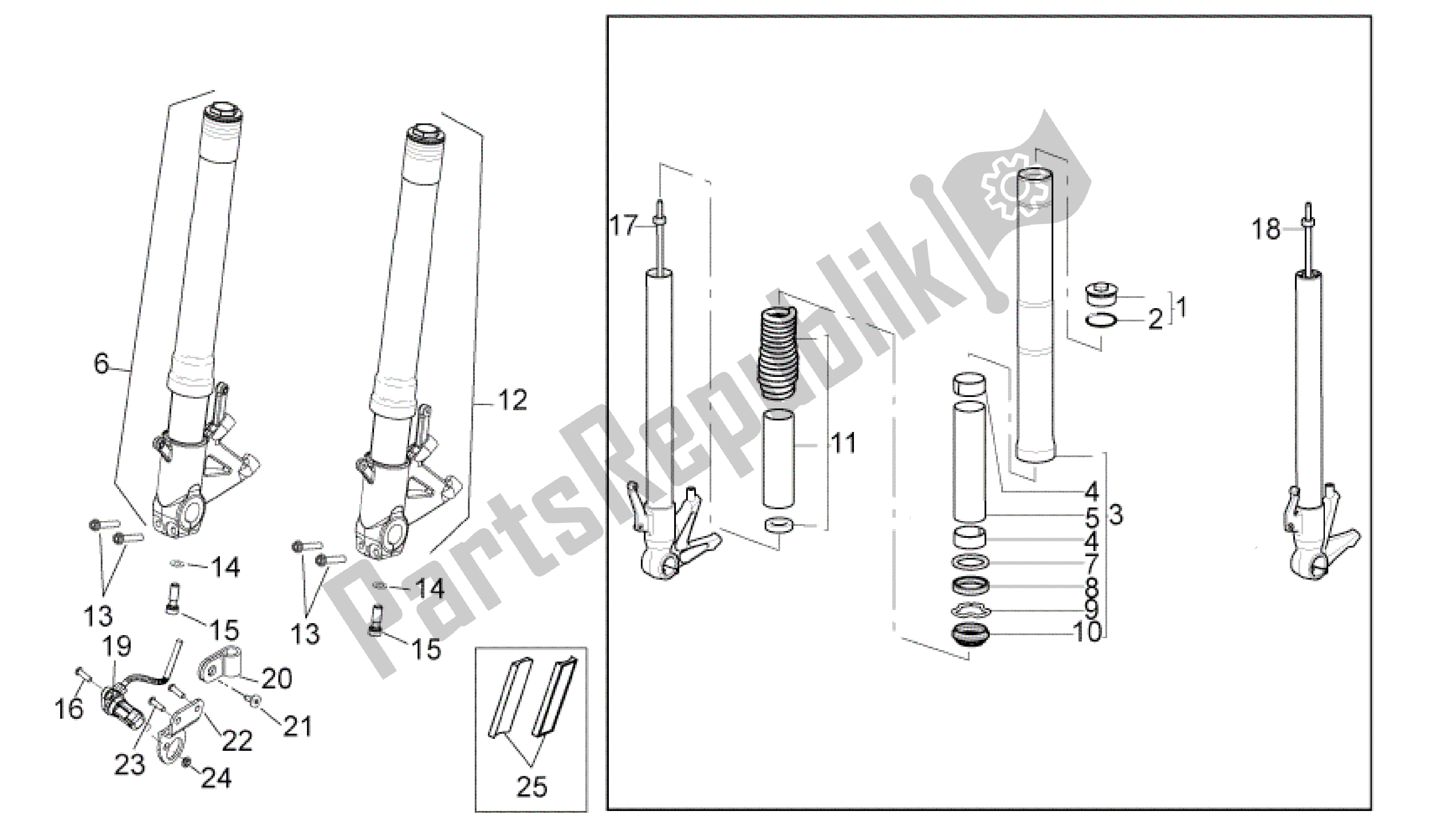 Toutes les pièces pour le Fourche Avant Ii du Aprilia Mana 850 2007 - 2011