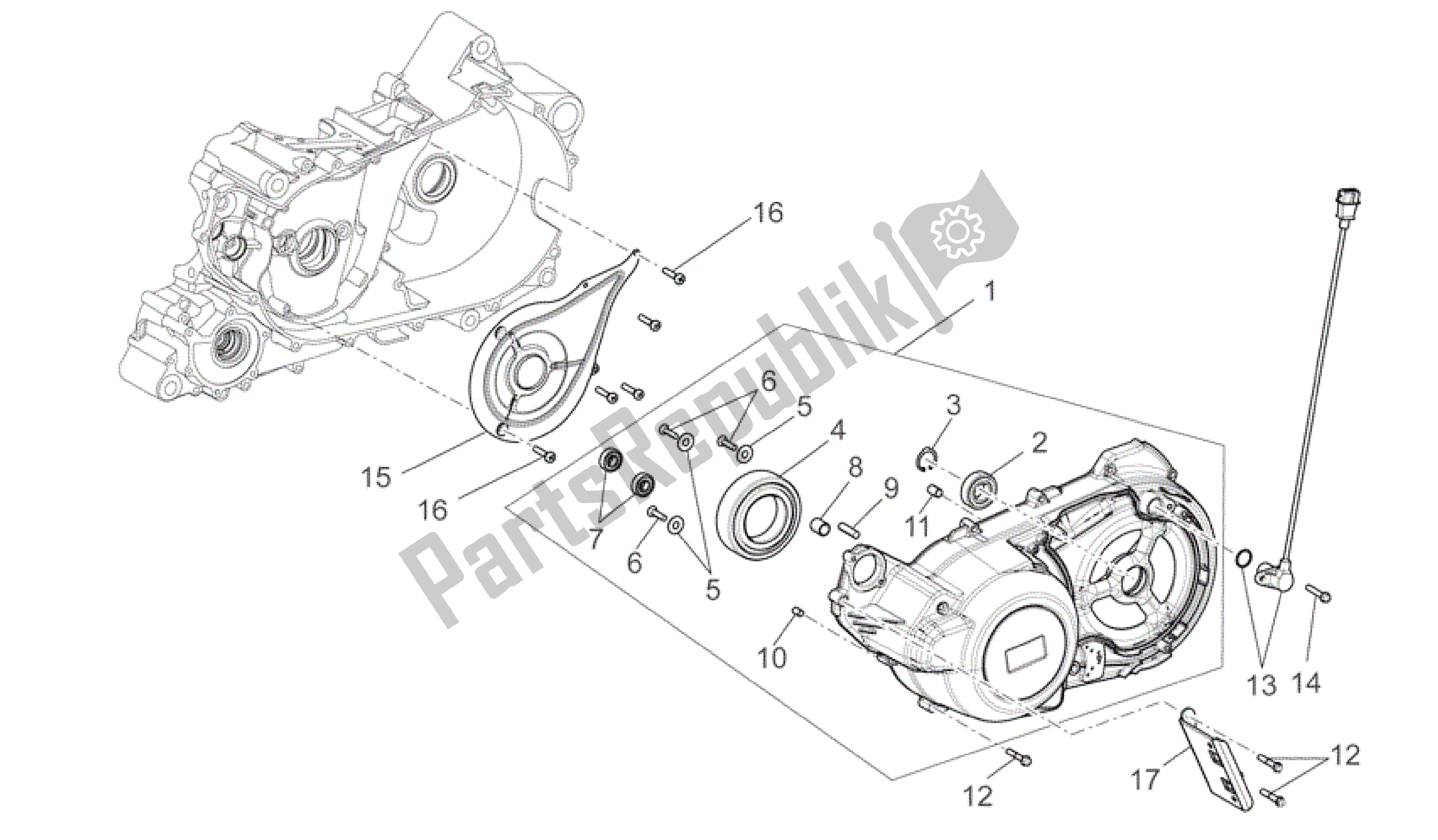 All parts for the Transmission Cover of the Aprilia Mana 850 2007 - 2011
