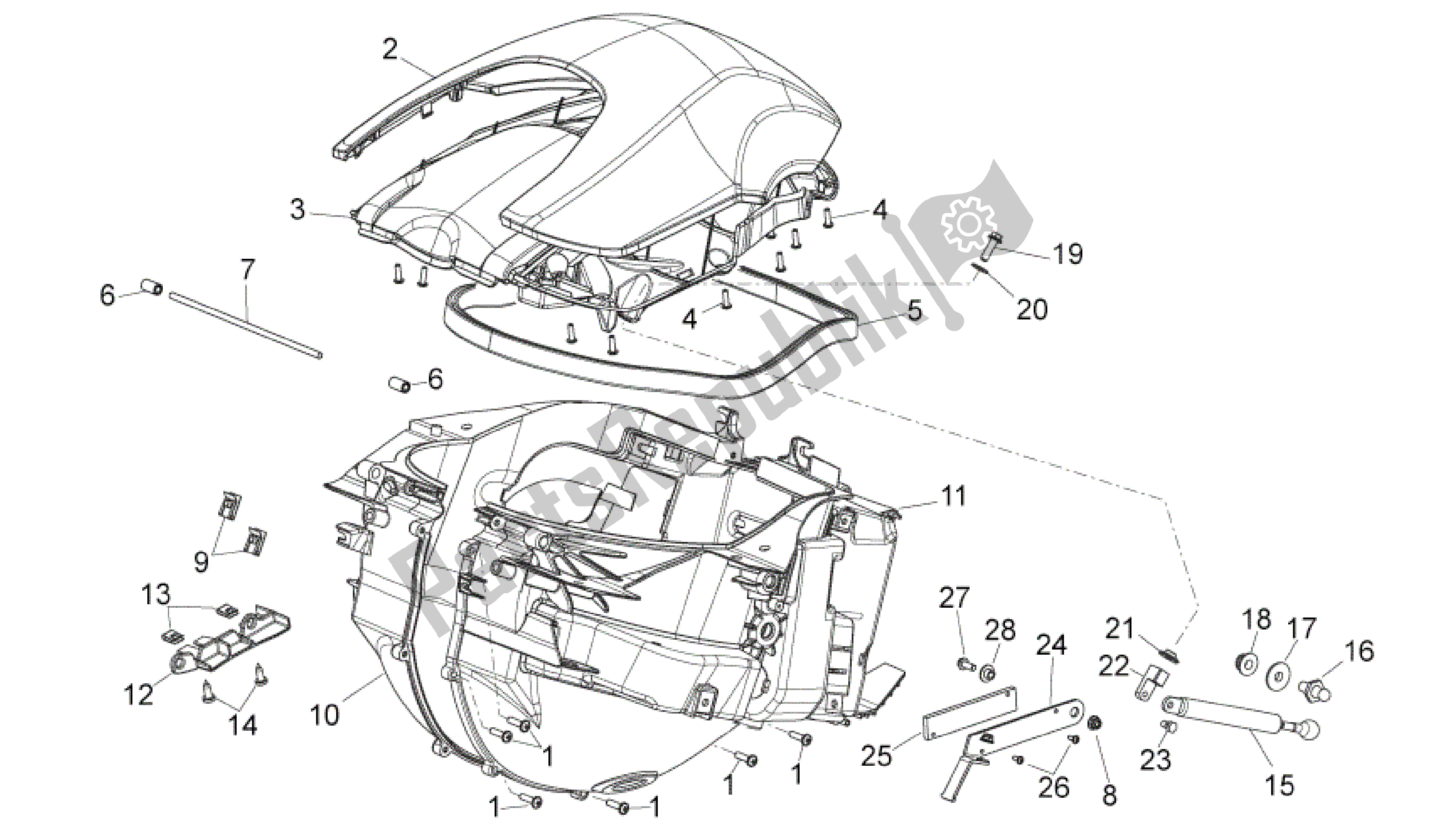 Alle Teile für das Zentralkörper I des Aprilia Mana 850 2009 - 2011