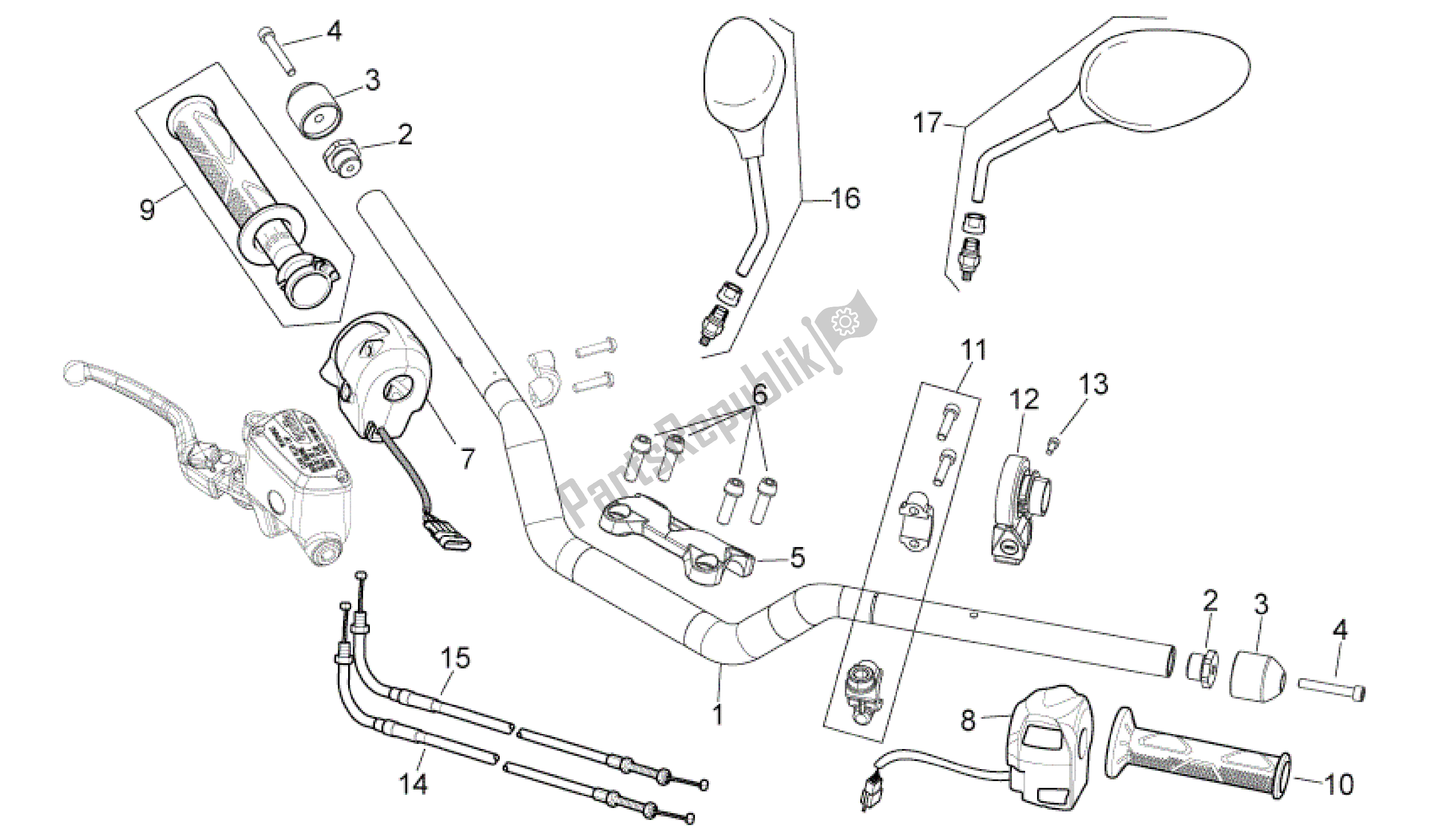 Toutes les pièces pour le Guidon - Commandes du Aprilia Mana 850 2009 - 2011