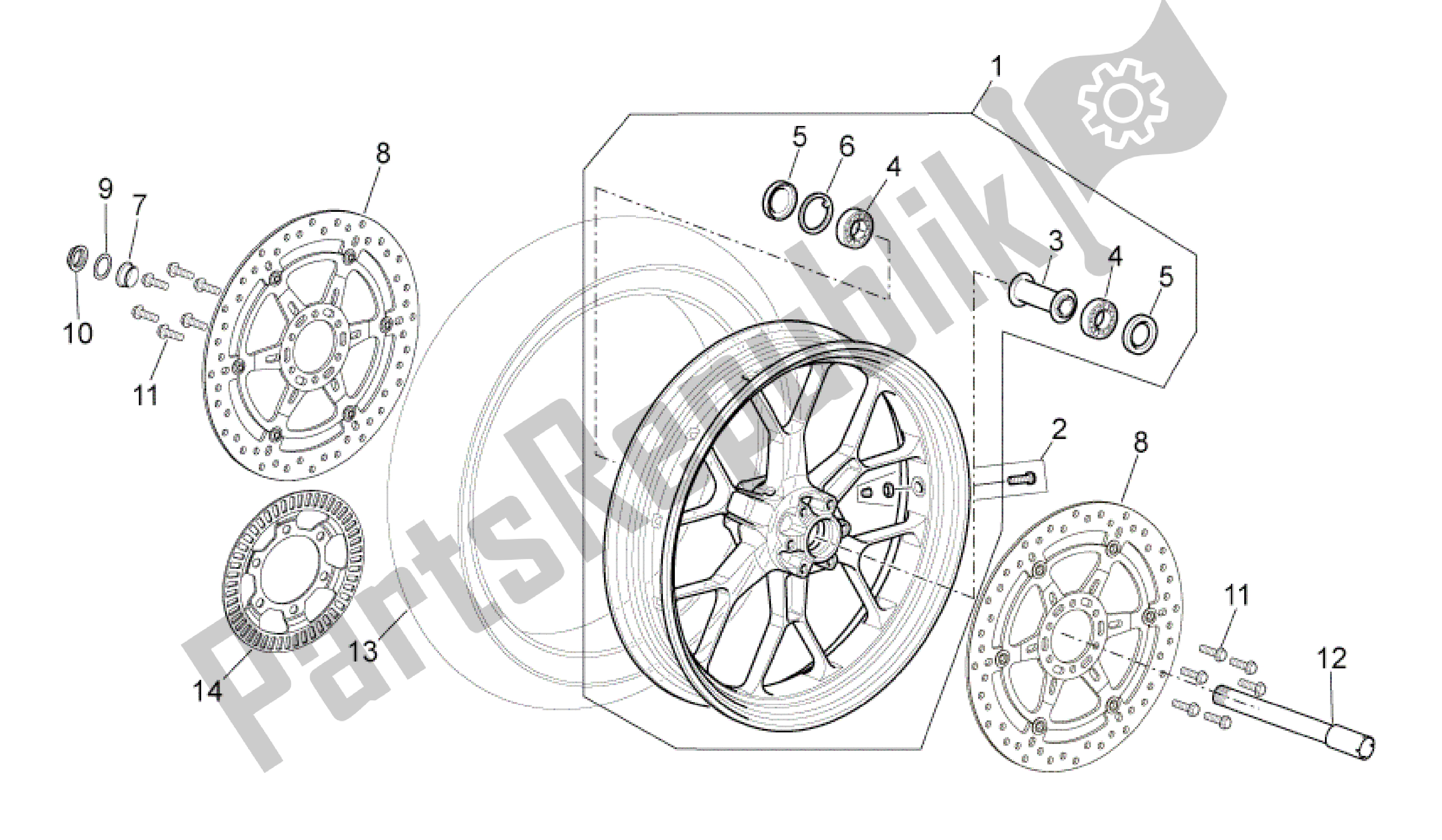 Todas as partes de Roda Da Frente do Aprilia Mana 850 2009 - 2011