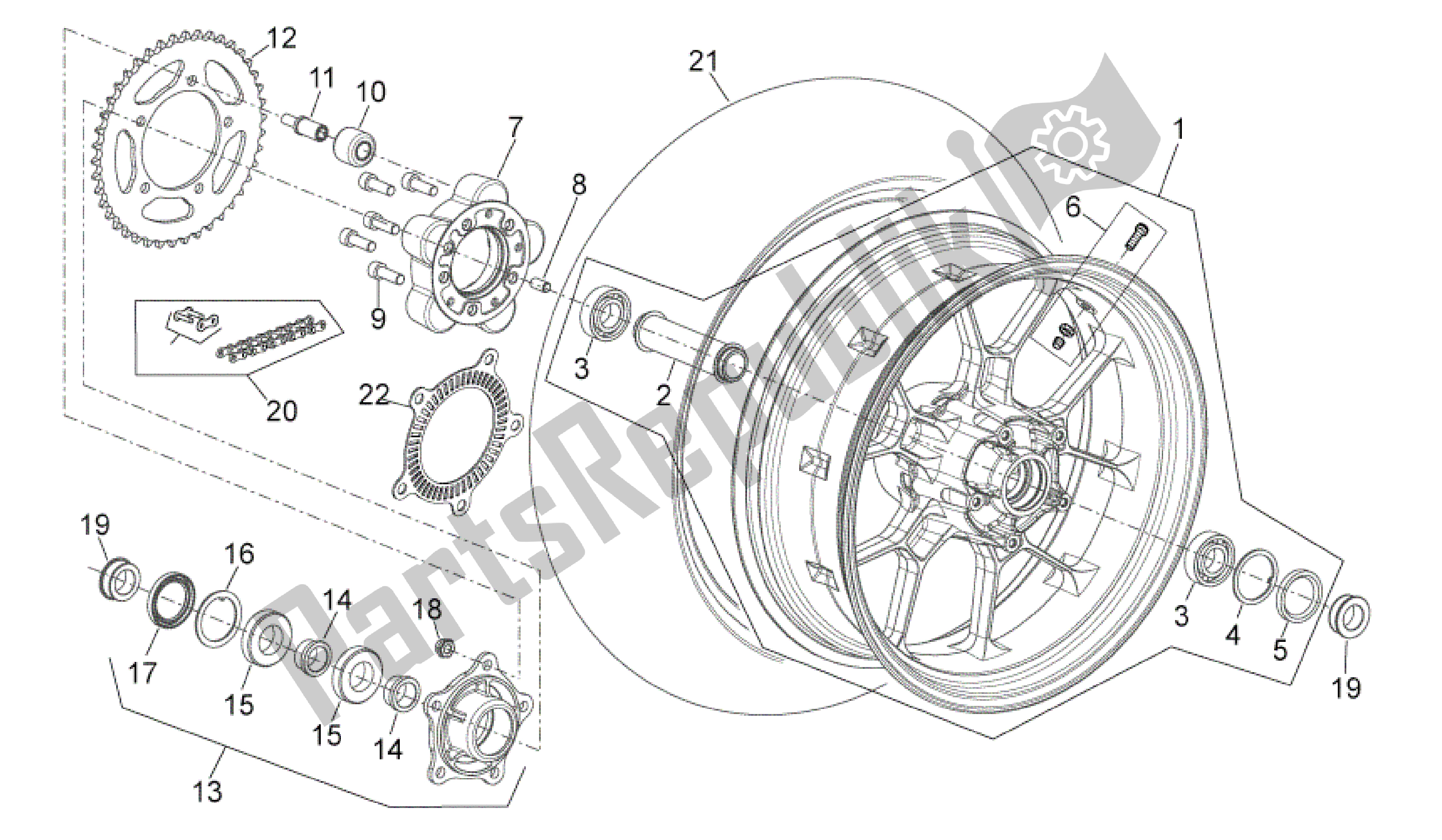 Todas las partes para Rueda Trasera de Aprilia Mana 850 2009 - 2011