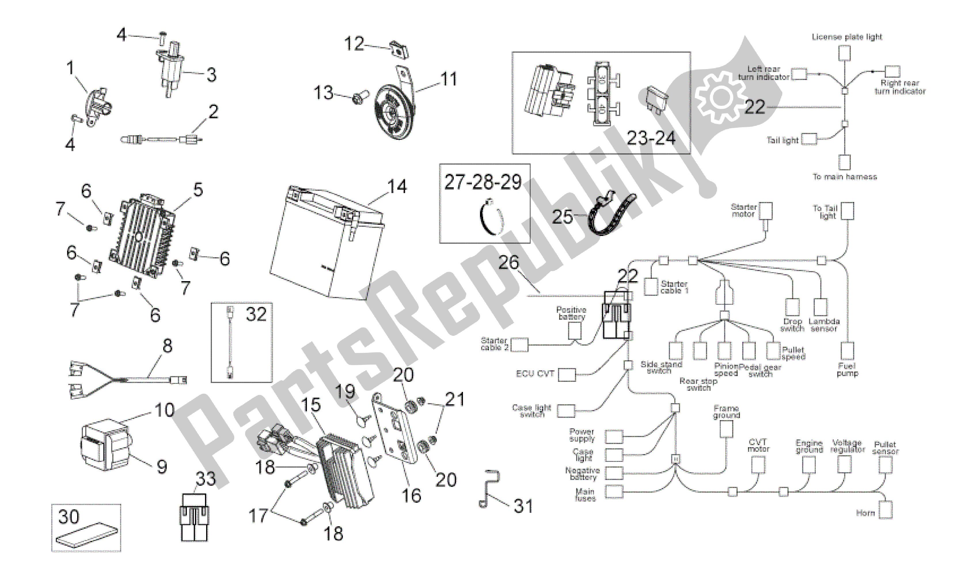 Toutes les pièces pour le Système électrique Ii du Aprilia Mana 850 2009 - 2011