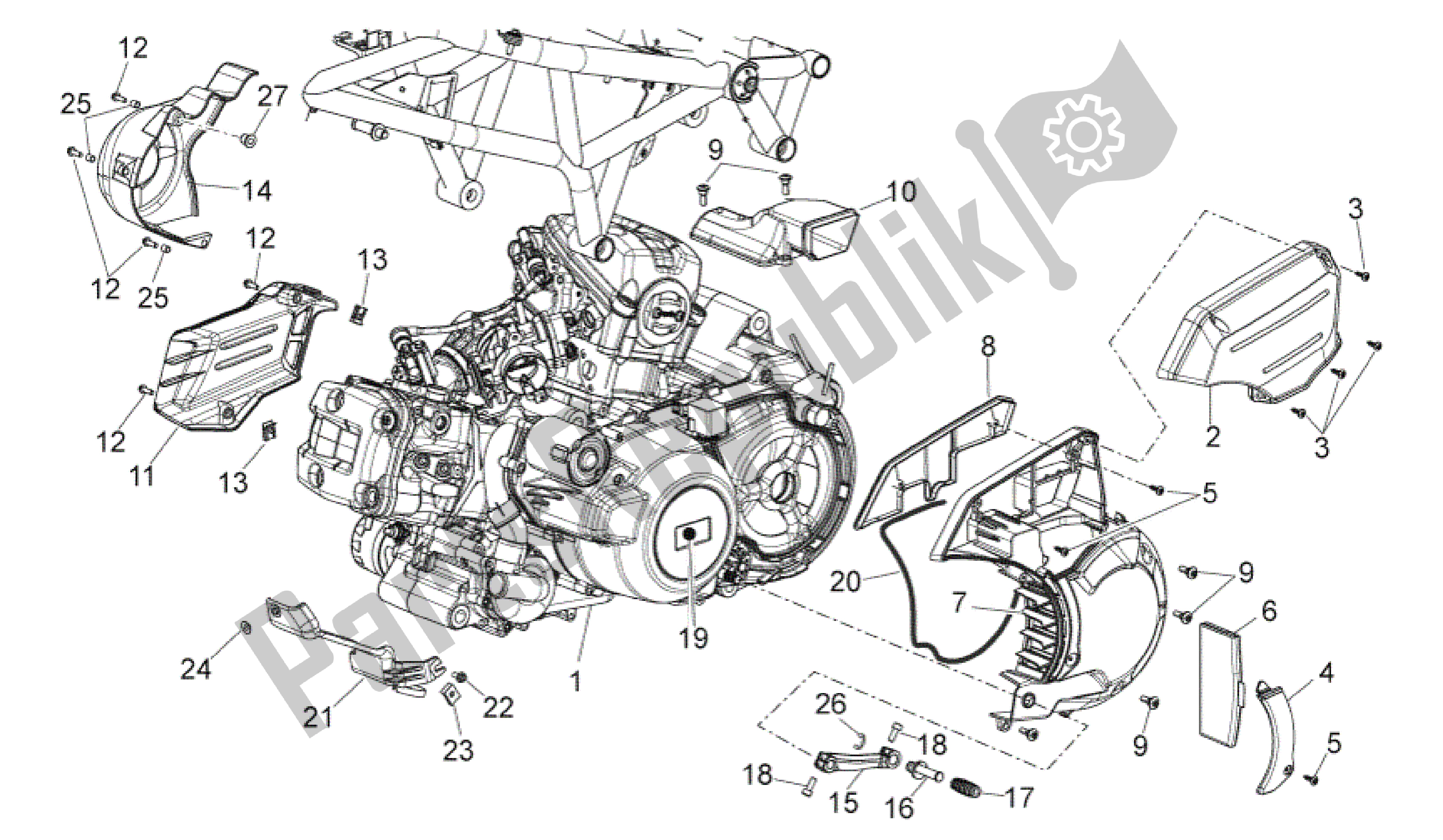 All parts for the Engine of the Aprilia Mana 850 2009 - 2011