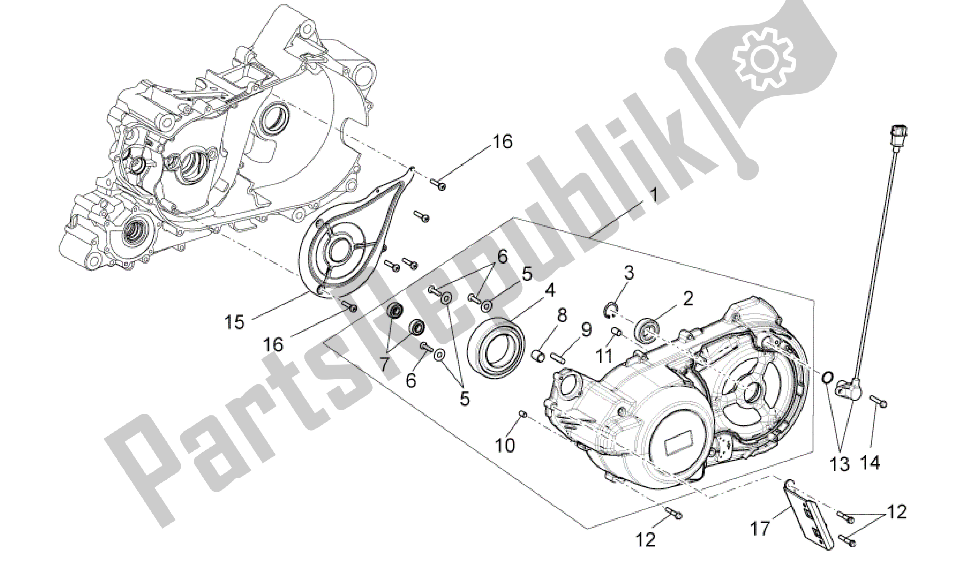 All parts for the Transmission Cover of the Aprilia Mana 850 2009 - 2011