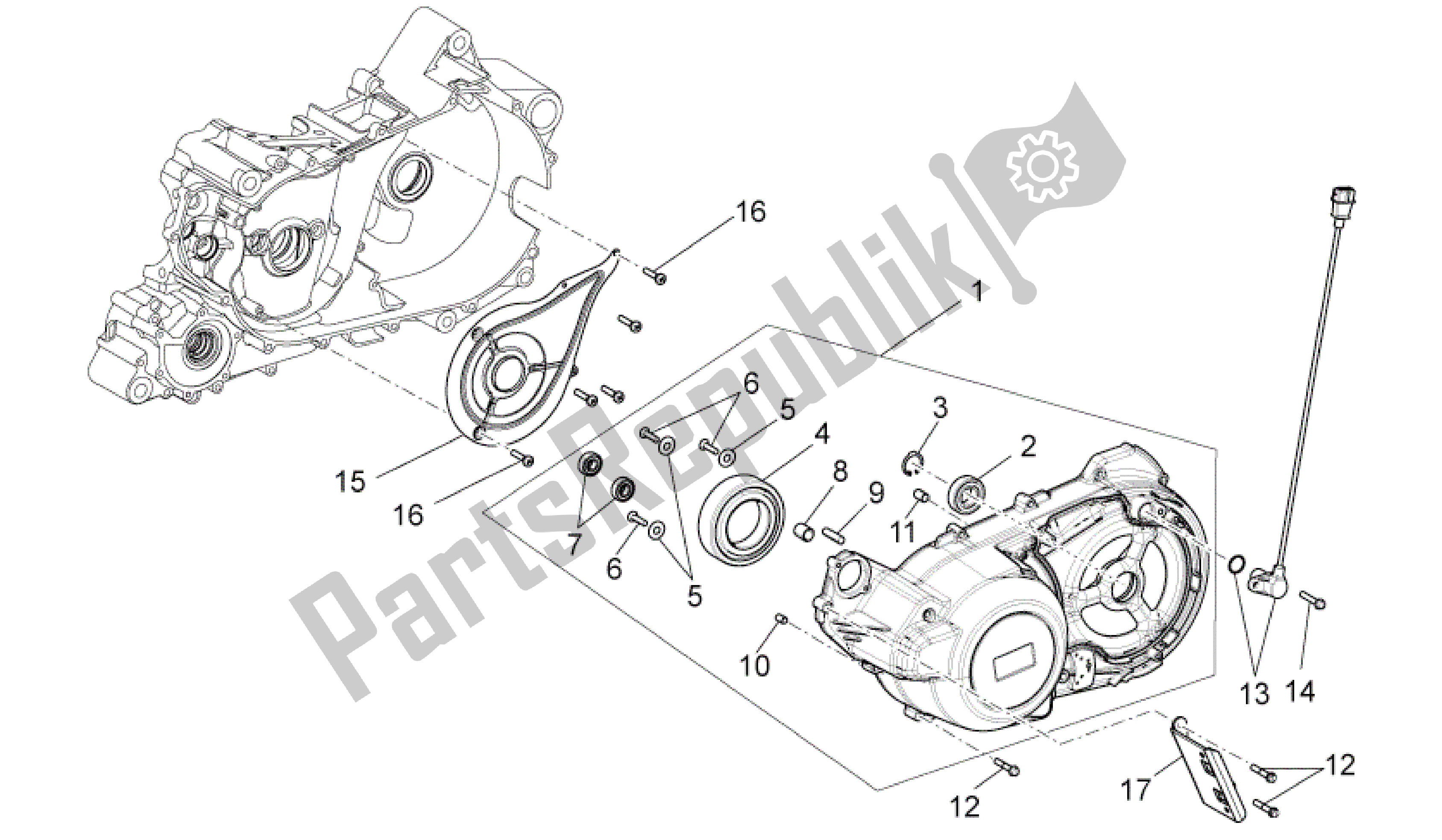 Tutte le parti per il Coperchio Della Trasmissione del Aprilia Mana 850 2009 - 2011