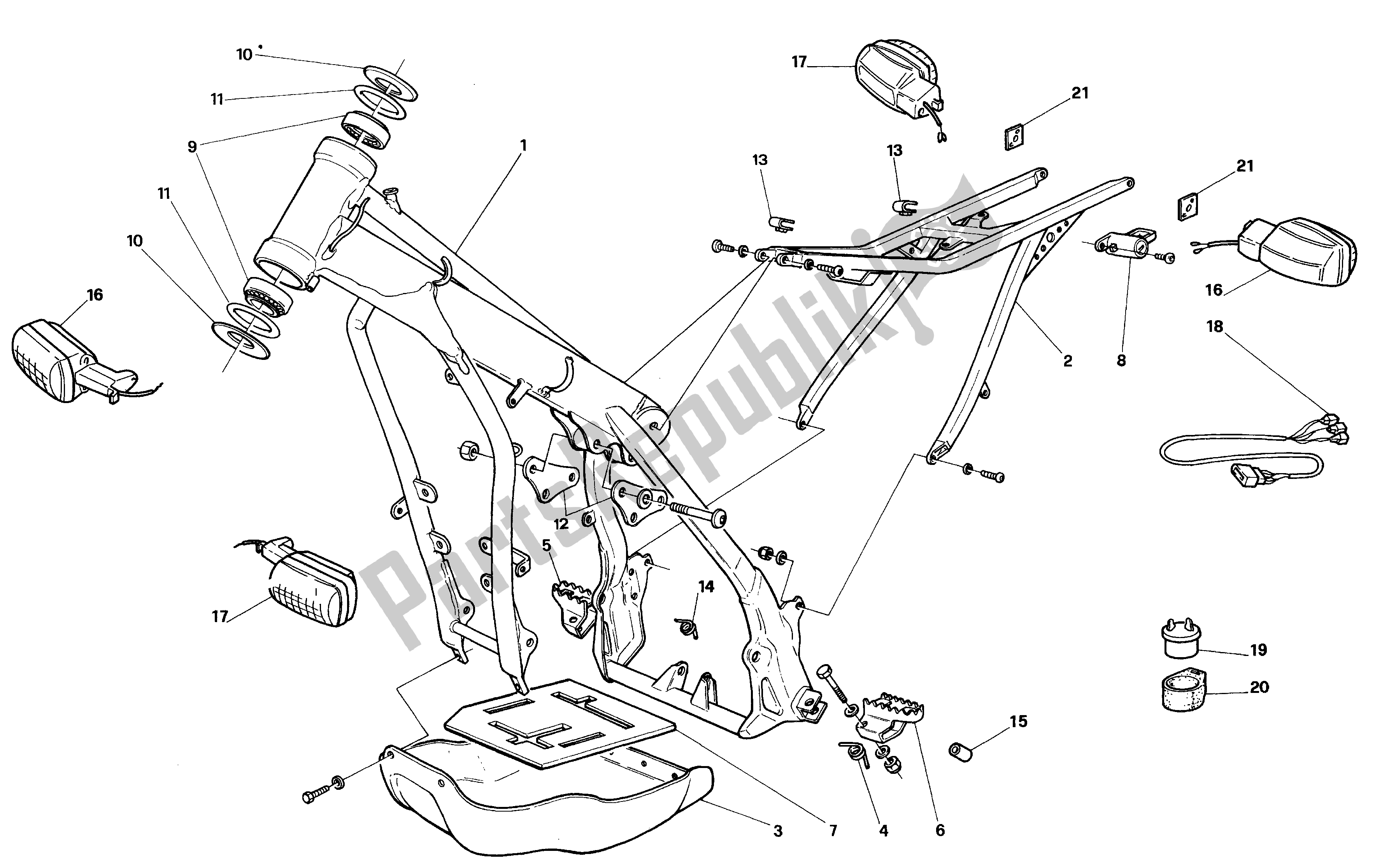 All parts for the Frame of the Aprilia Climber 300 1992