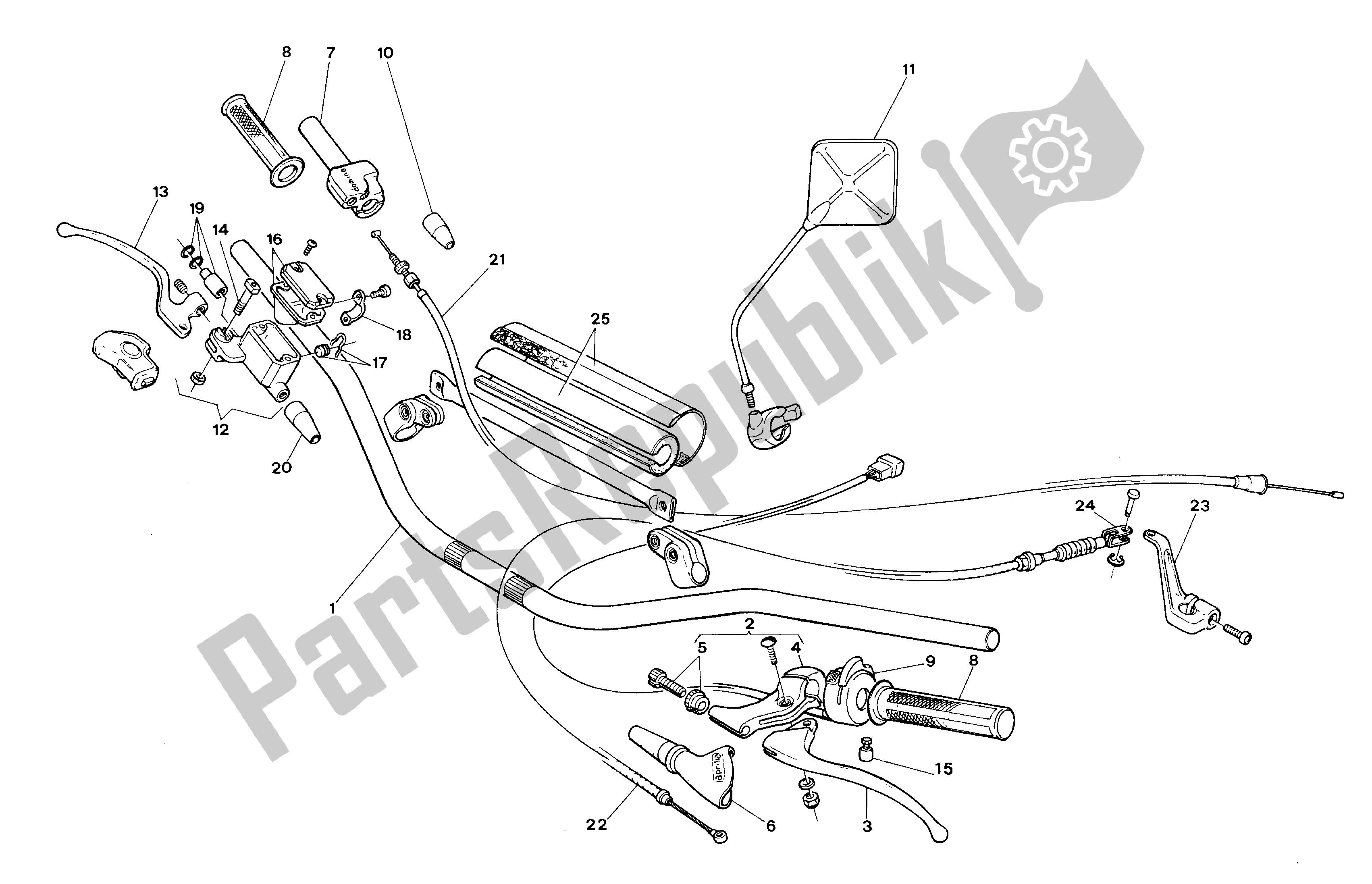 All parts for the Handle Bars And Commands of the Aprilia Climber 300 1992