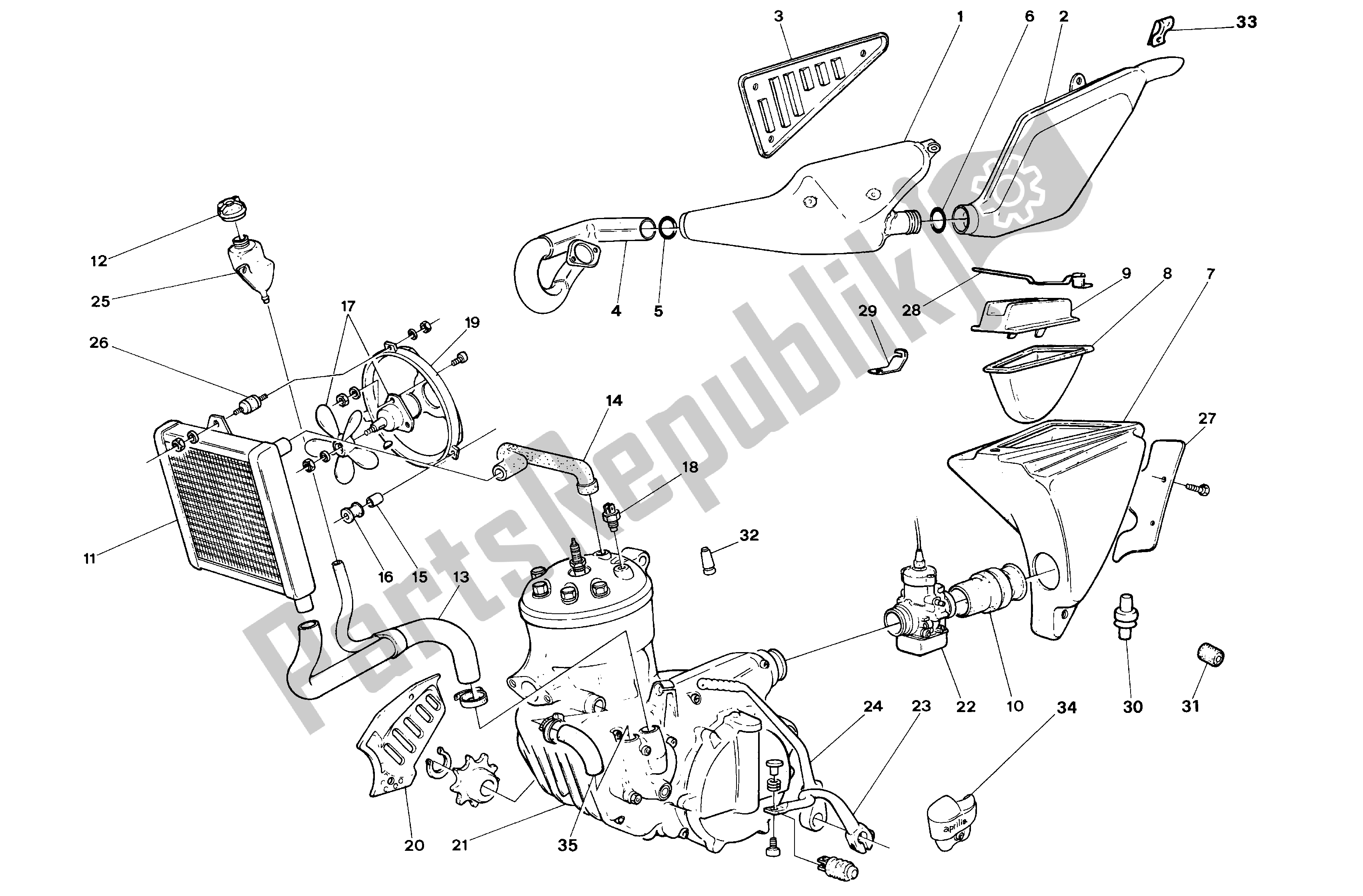 Todas as partes de Conjunto De Exaustão do Aprilia Climber 280 1992