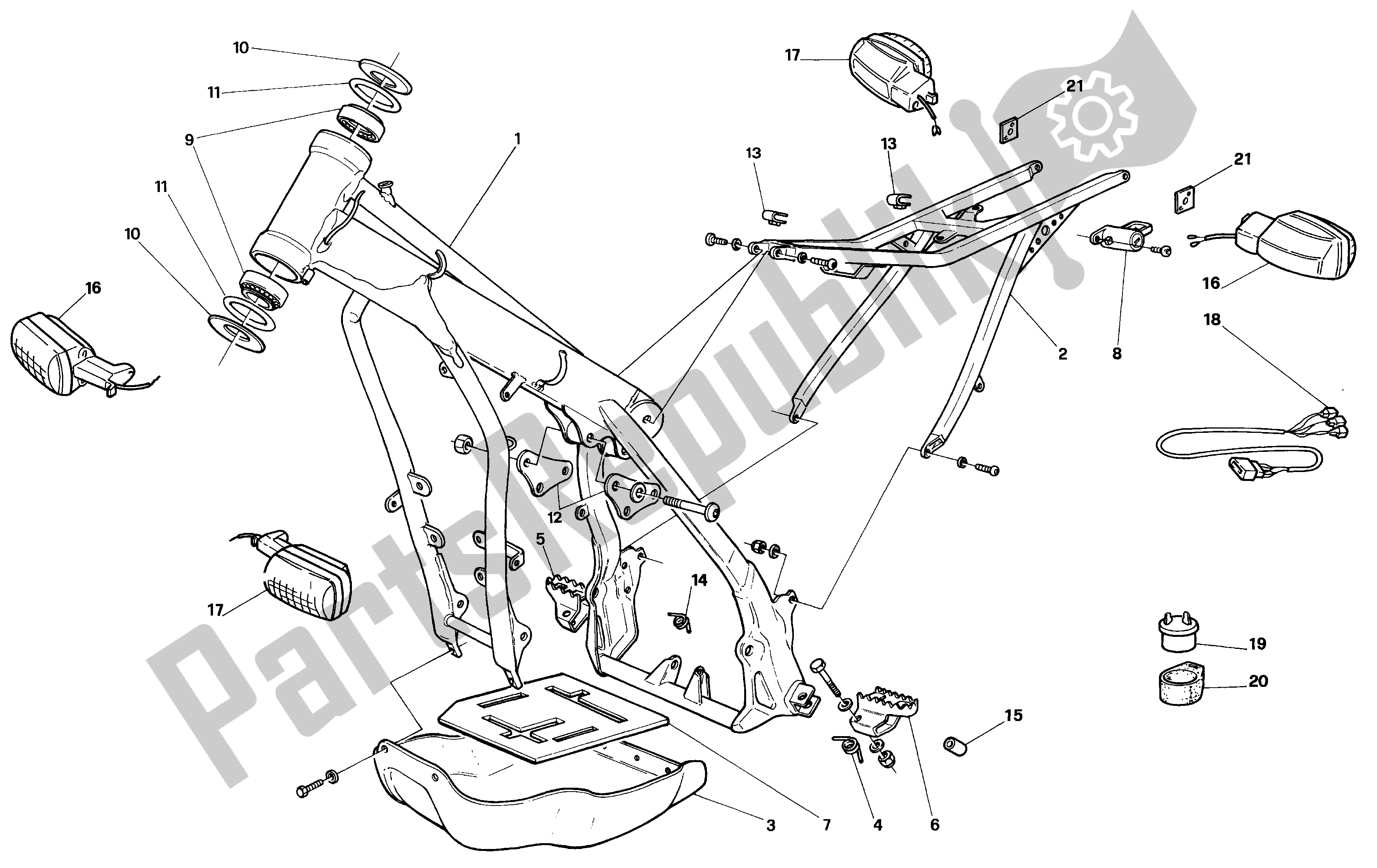 All parts for the Frame of the Aprilia Climber 240 1993