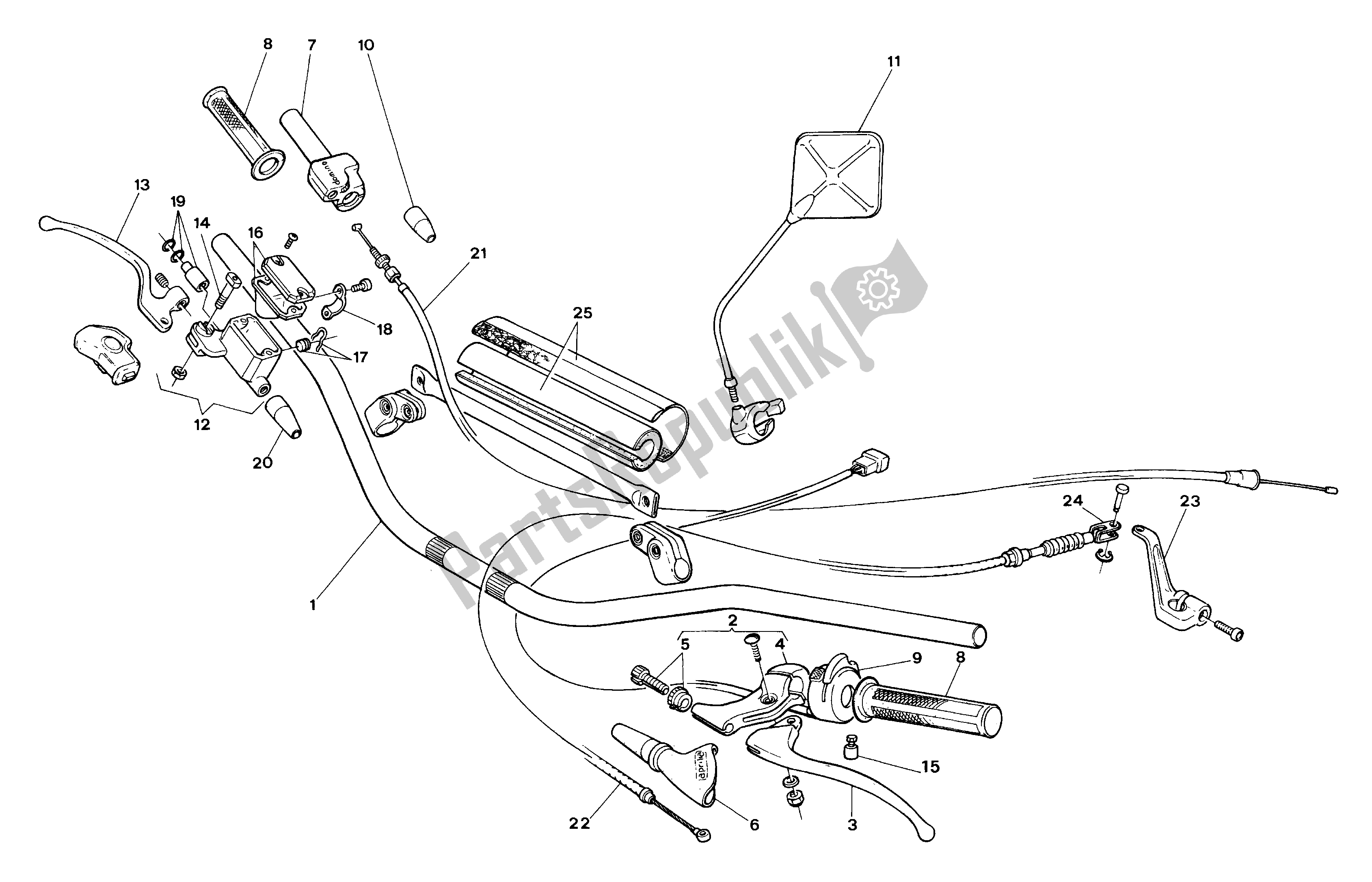 All parts for the Handle Bars And Commands of the Aprilia Climber 240 1993