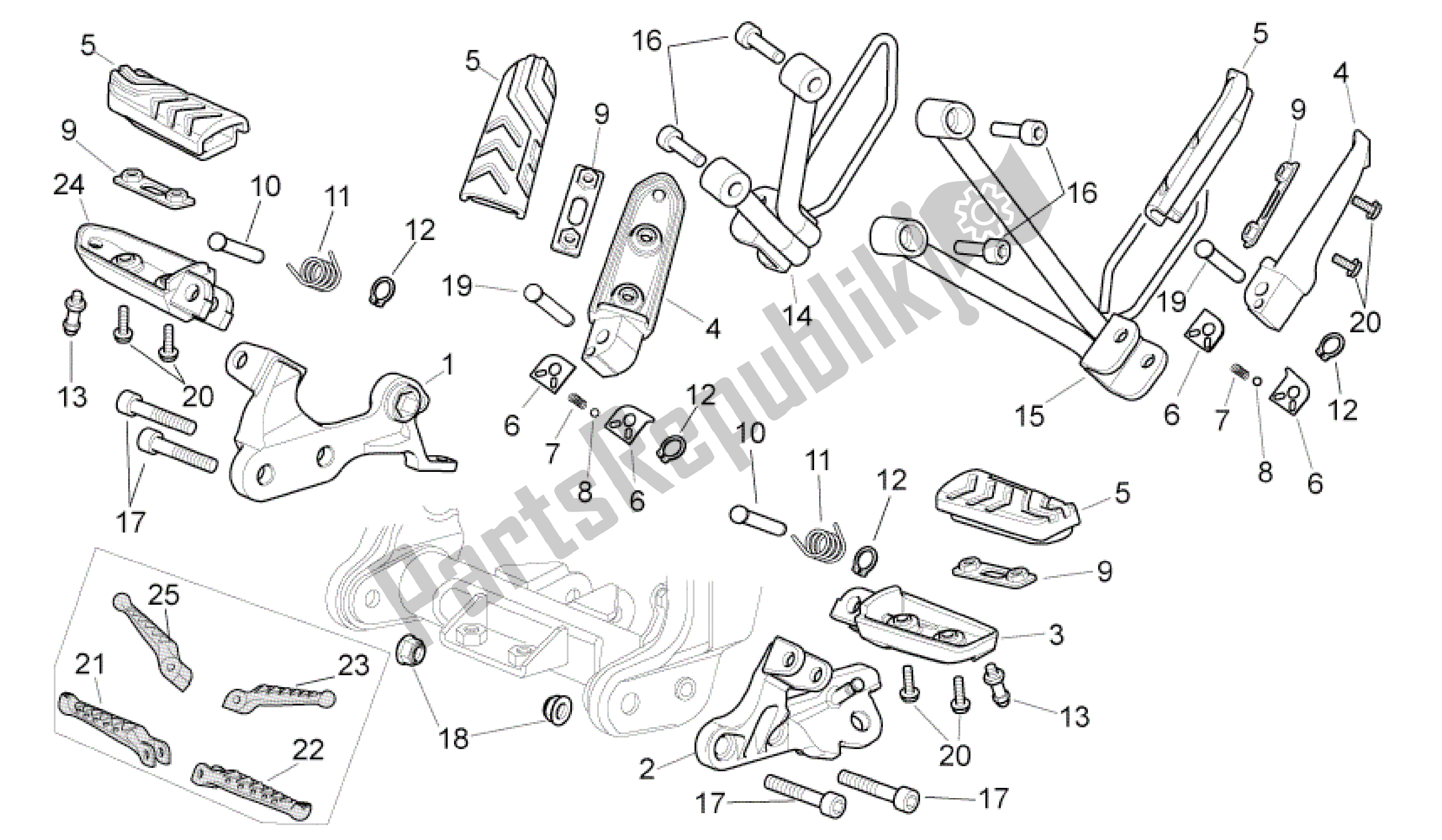 Toutes les pièces pour le Estribos du Aprilia Pegaso 650 2005 - 2009