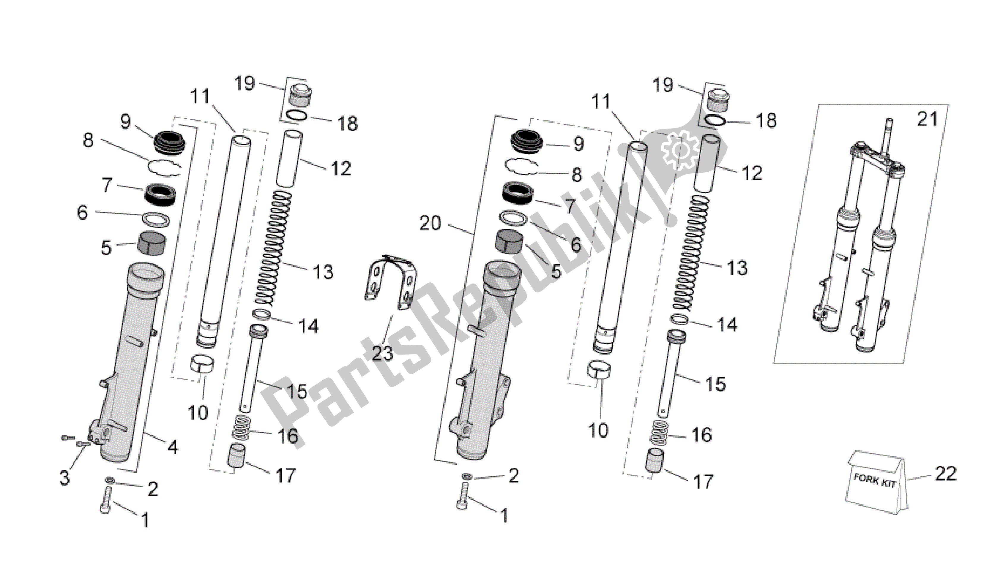 Toutes les pièces pour le Sentier Horquilla-versión du Aprilia Pegaso 650 2005 - 2009