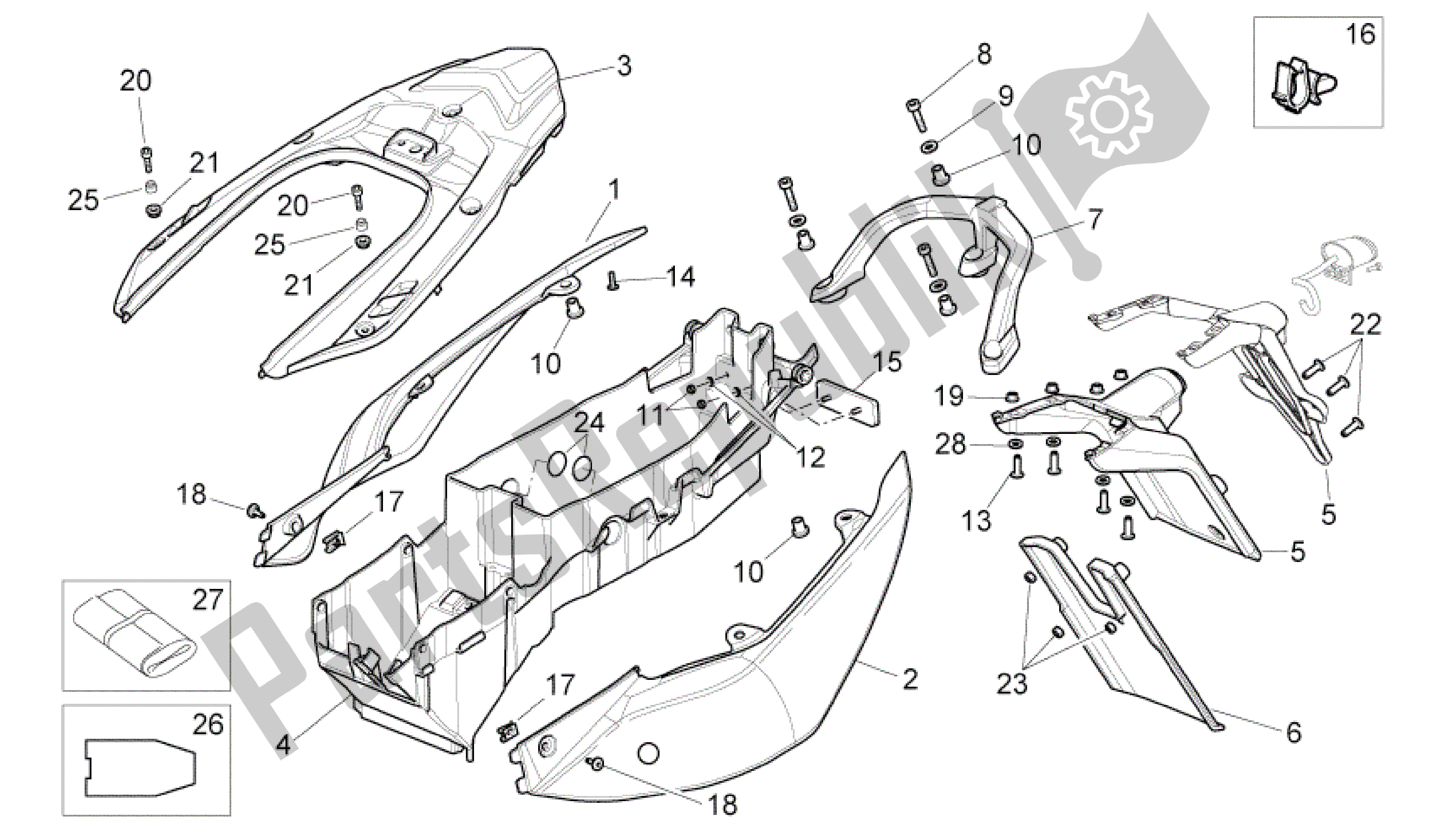 All parts for the Carrocería Trasera of the Aprilia Pegaso 650 2005 - 2009