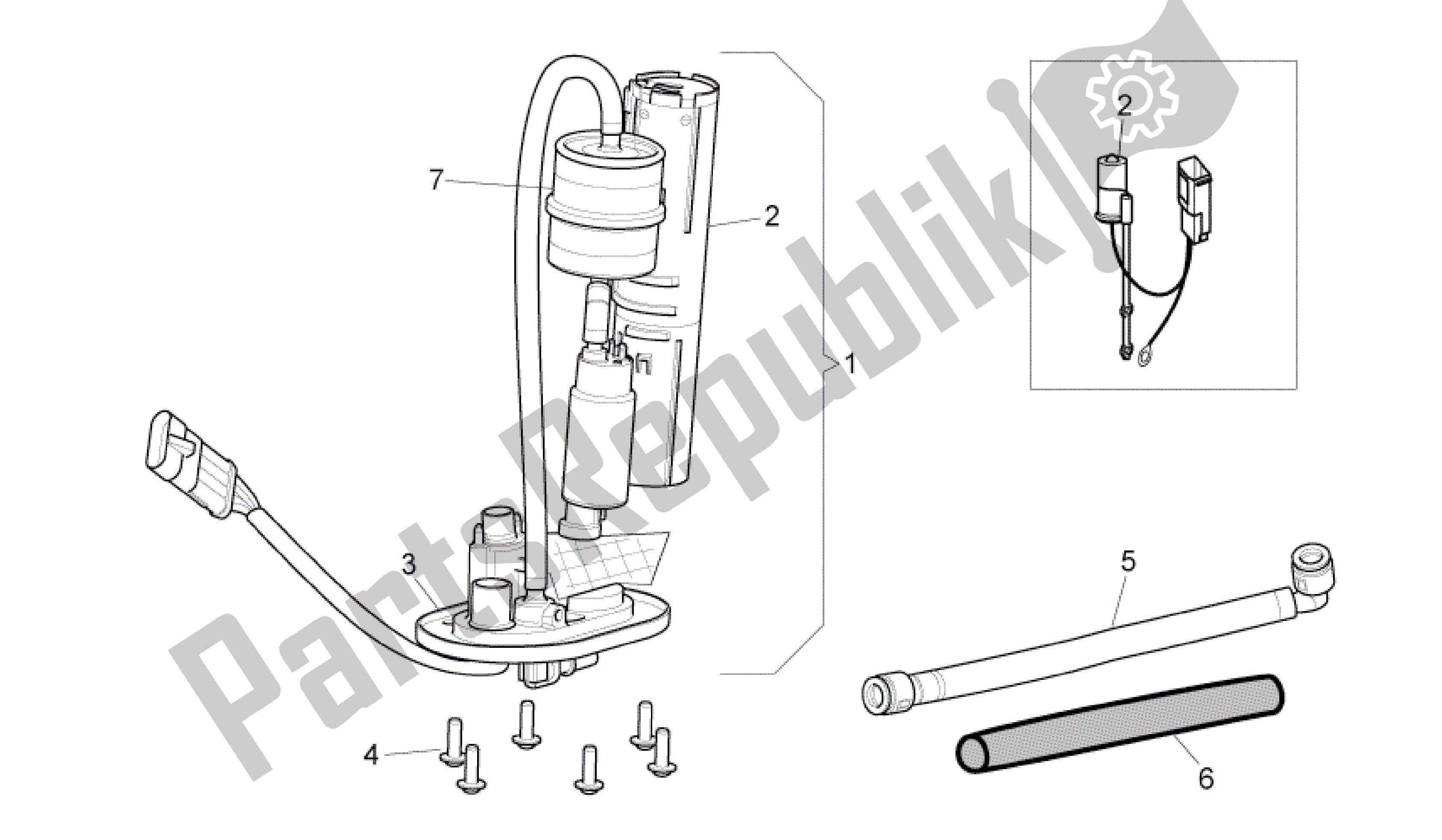 Alle onderdelen voor de Bomba Gasolina Cpl. Van de Aprilia Pegaso 650 2005 - 2009