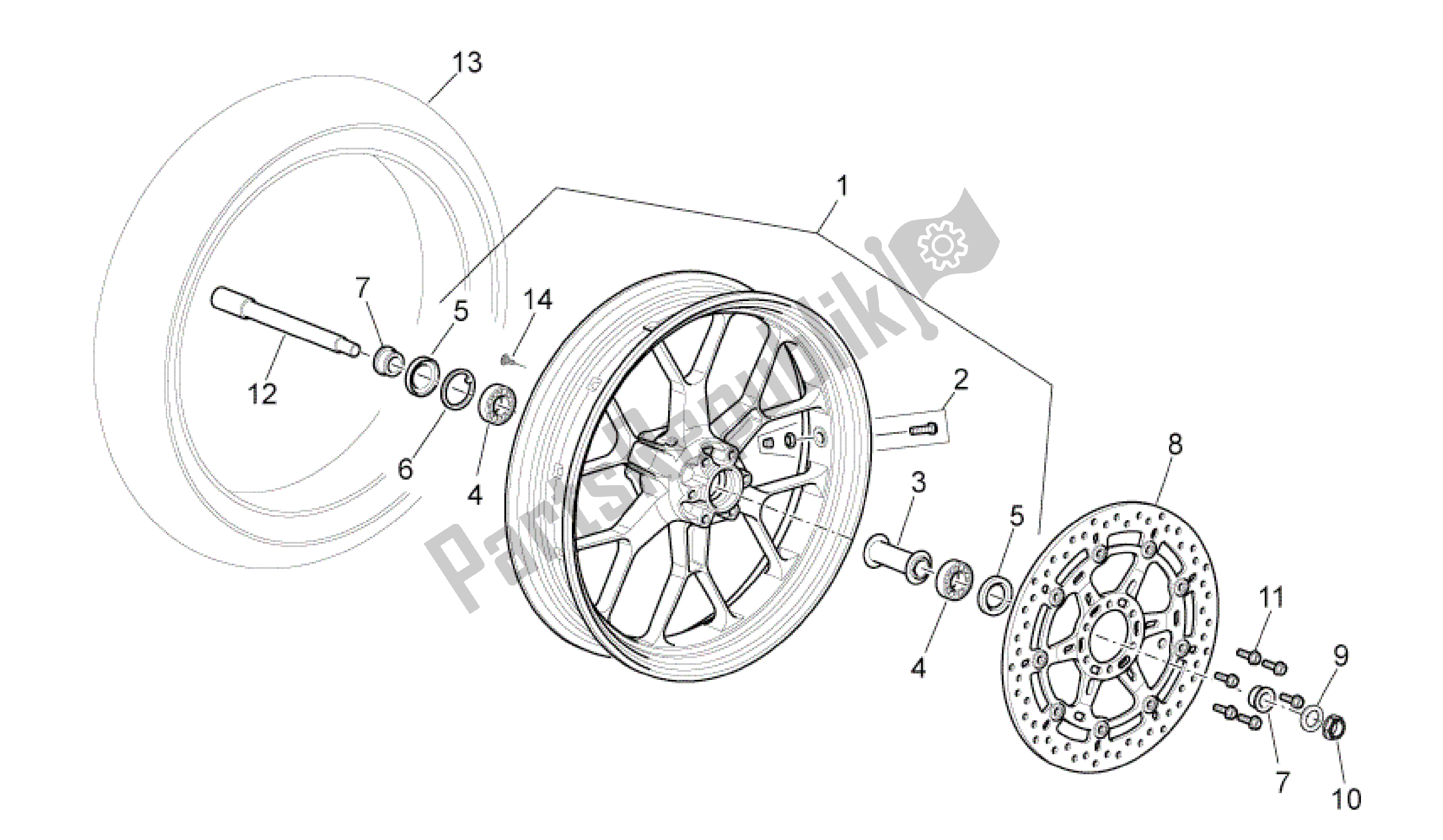 All parts for the Rueda Delantera I of the Aprilia Pegaso 650 2005 - 2009