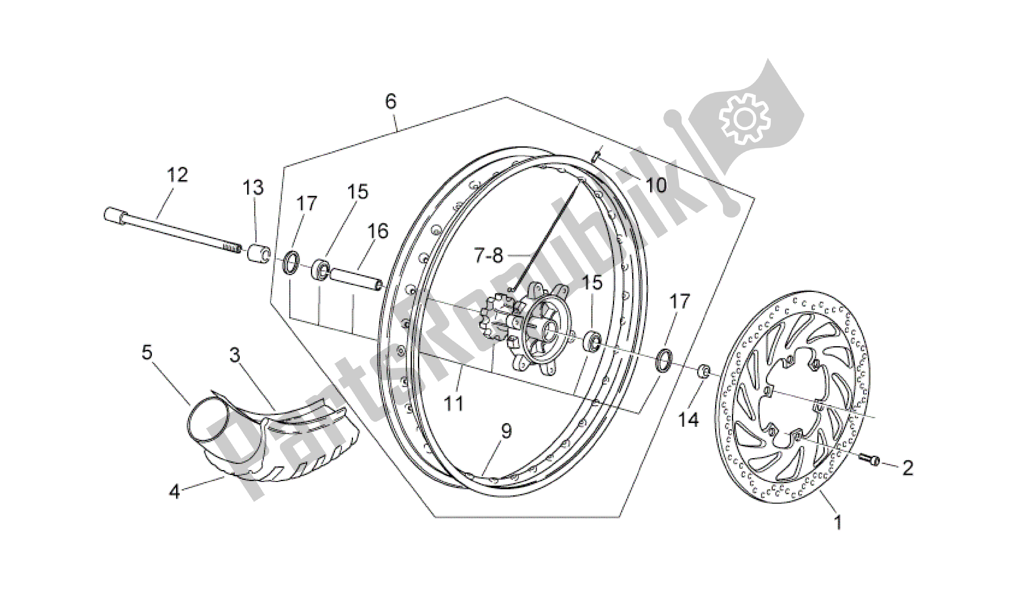 All parts for the Rueda Delantera Ii of the Aprilia Pegaso 650 2005 - 2009