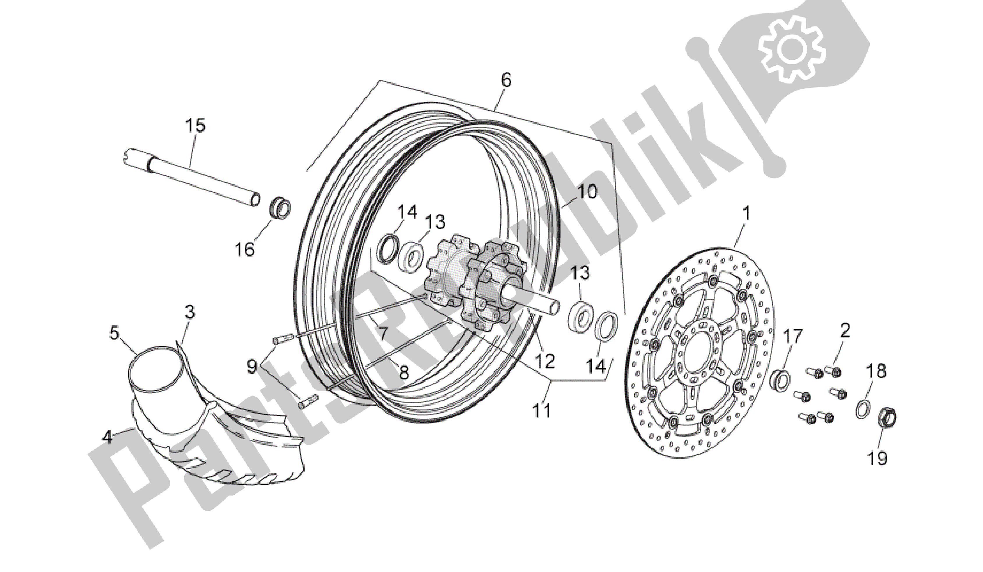 All parts for the Rueda Delantera Iii of the Aprilia Pegaso 650 2005 - 2009