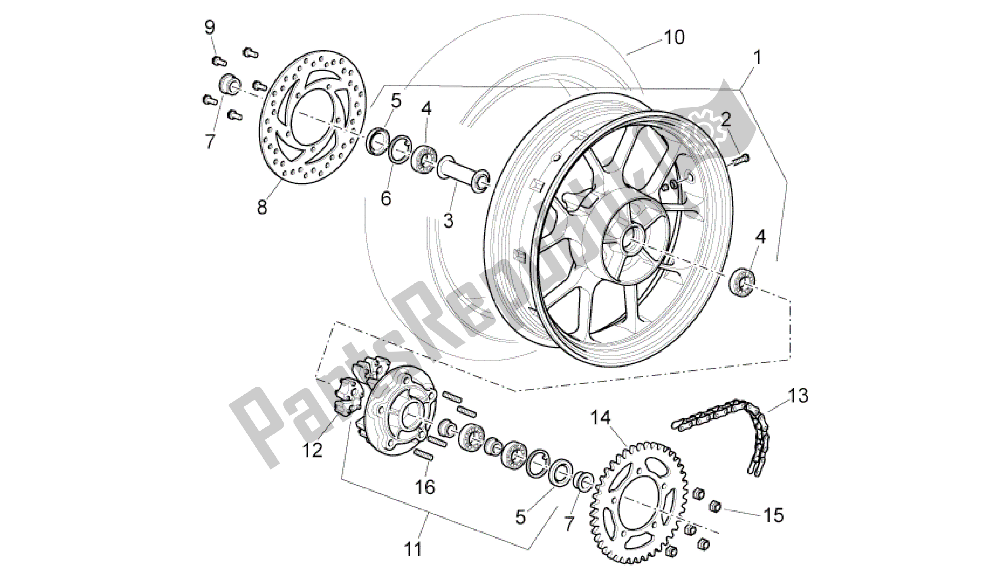 All parts for the Rueda Trasera I of the Aprilia Pegaso 650 2005 - 2009