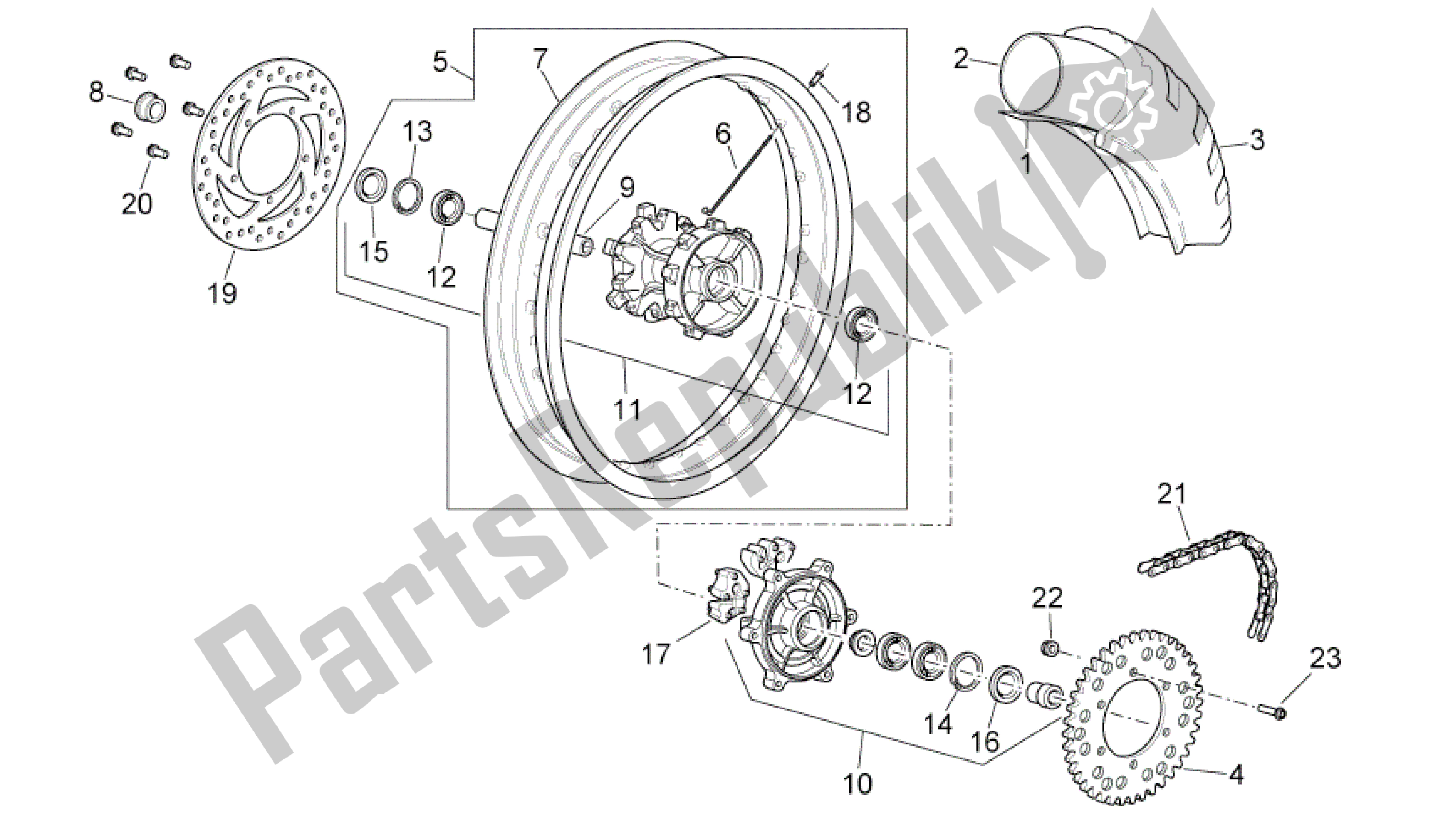 Toutes les pièces pour le Rueda Trasera Ii du Aprilia Pegaso 650 2005 - 2009