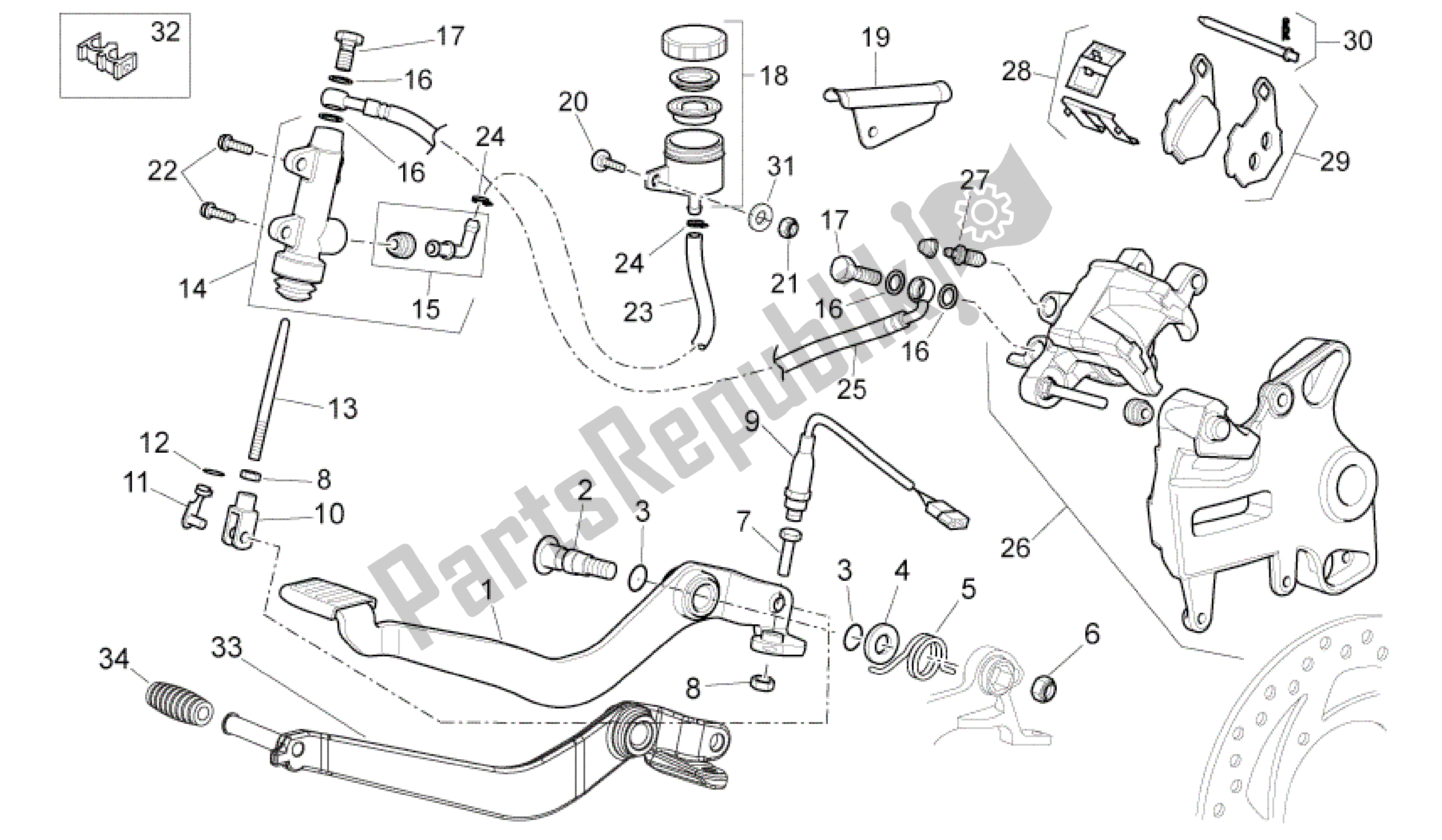 Tutte le parti per il Eq. Freno Trasero del Aprilia Pegaso 650 2005 - 2009