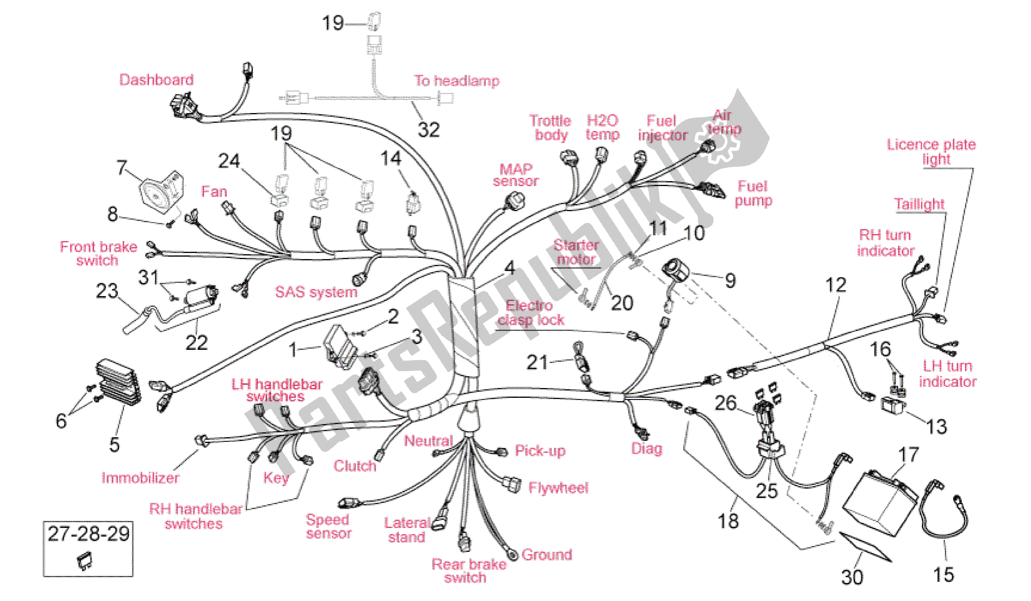 Tutte le parti per il Installazione Elettronica del Aprilia Pegaso 650 2005 - 2009