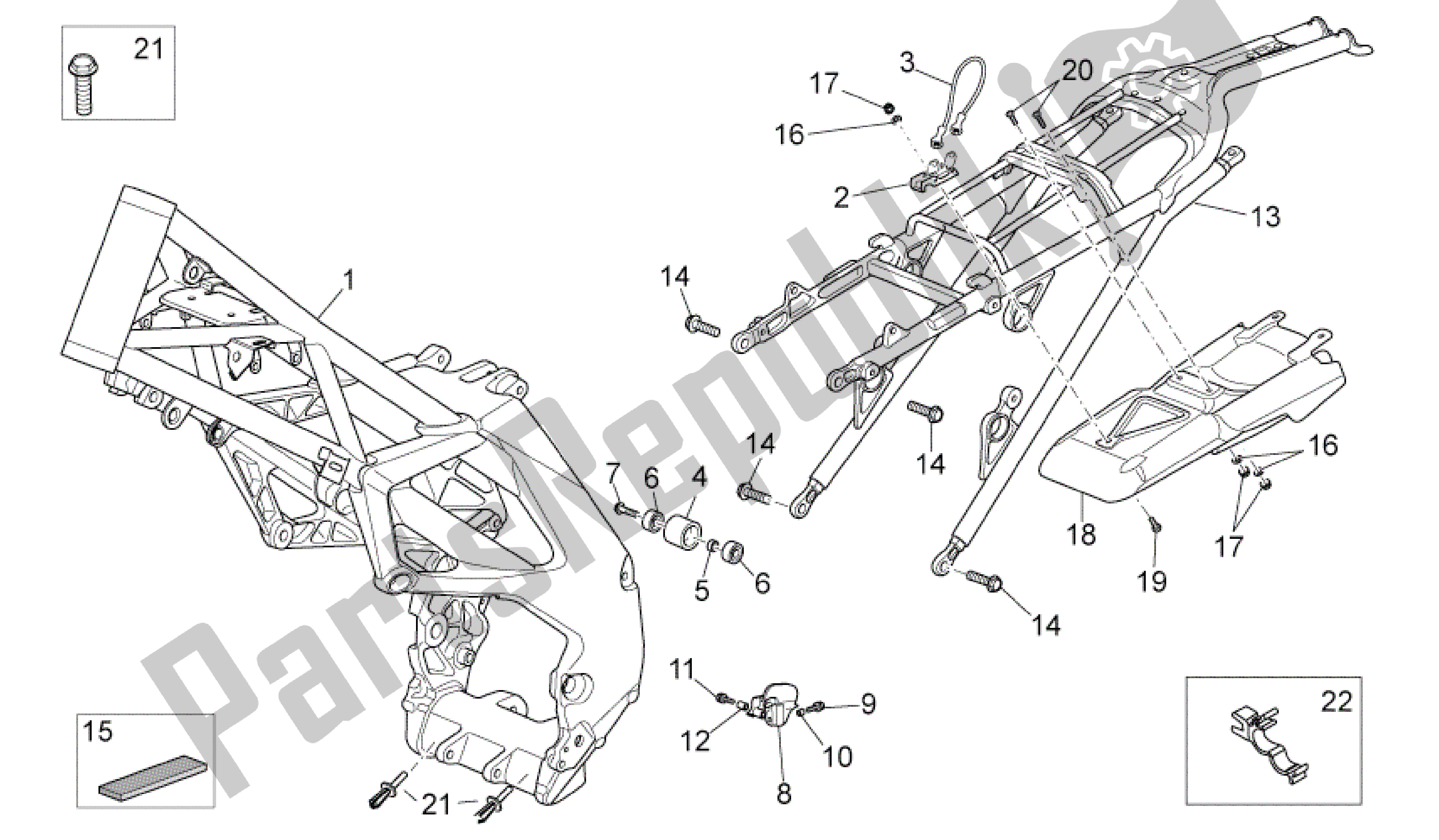 All parts for the Frame of the Aprilia RXV 450 2009 - 2011