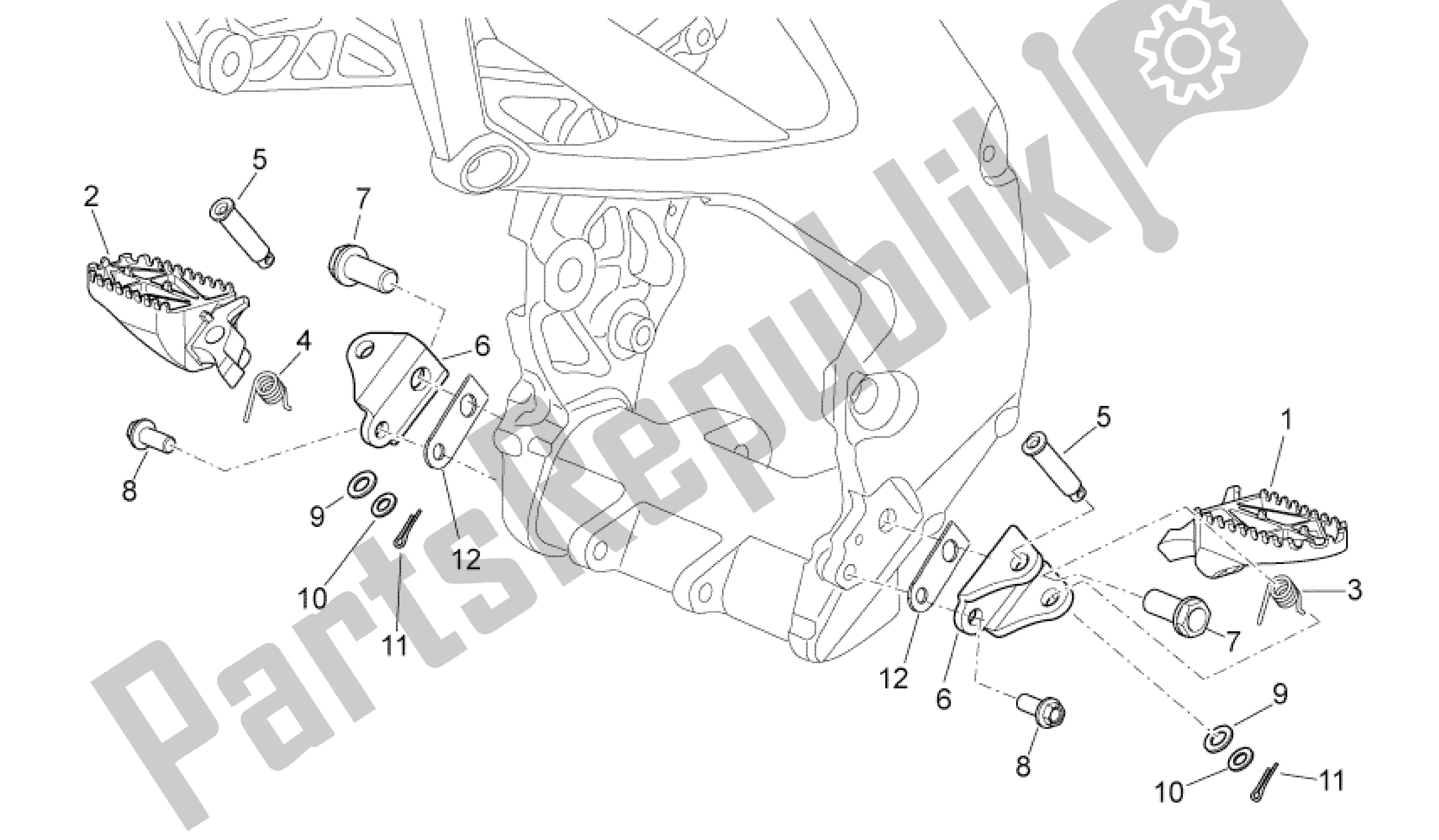Alle onderdelen voor de Voetsteunen van de Aprilia RXV 450 2009 - 2011