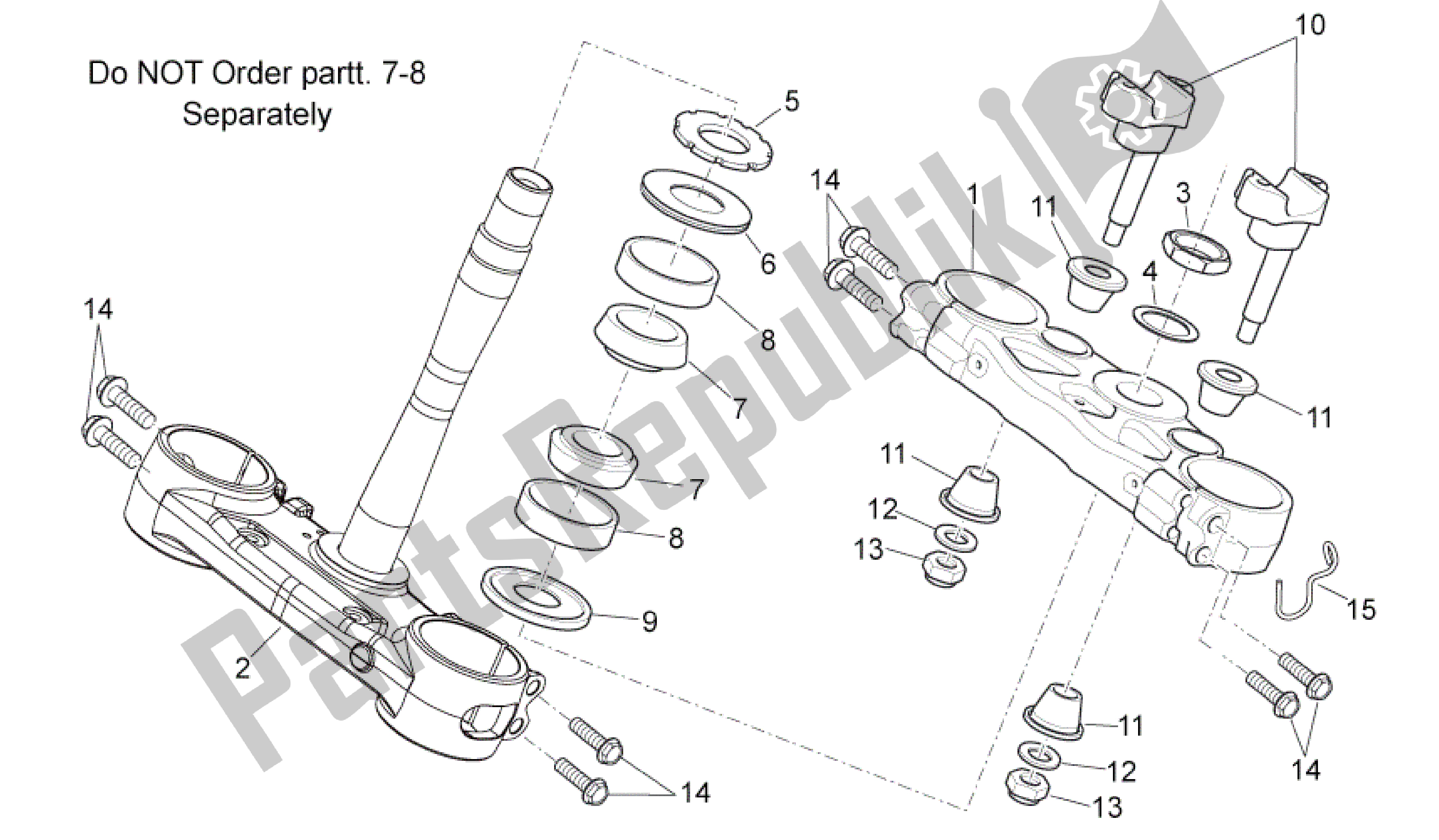 All parts for the Steering I of the Aprilia RXV 450 2009 - 2011