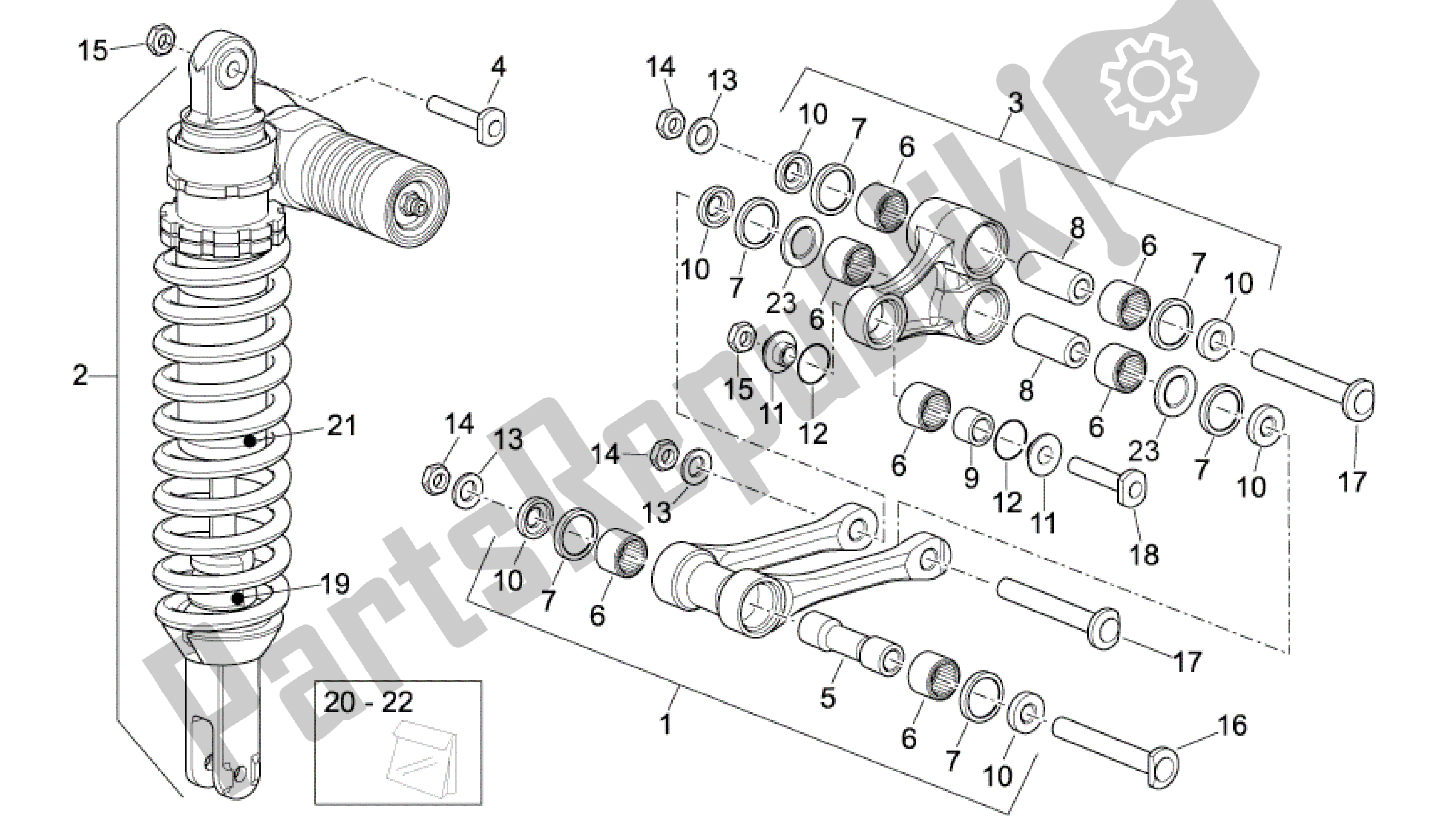 Todas as partes de Amortecedor Traseiro do Aprilia RXV 450 2009 - 2011